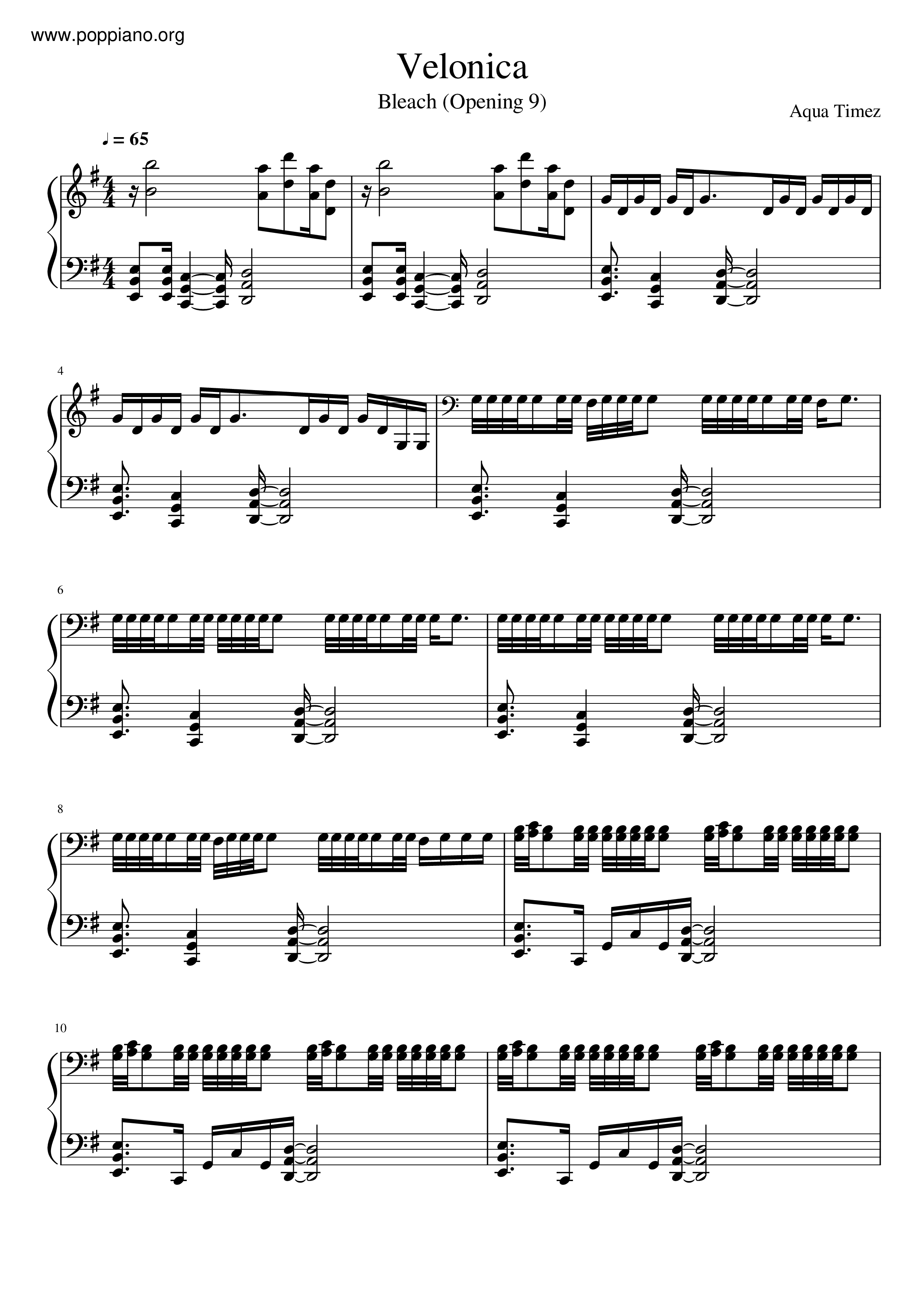 Bleach Aqua Timez Velonica Sheet Music Pdf Free Score Download Bleach Aqua Timez Velonica Sheet Music Pdf Free Score Download