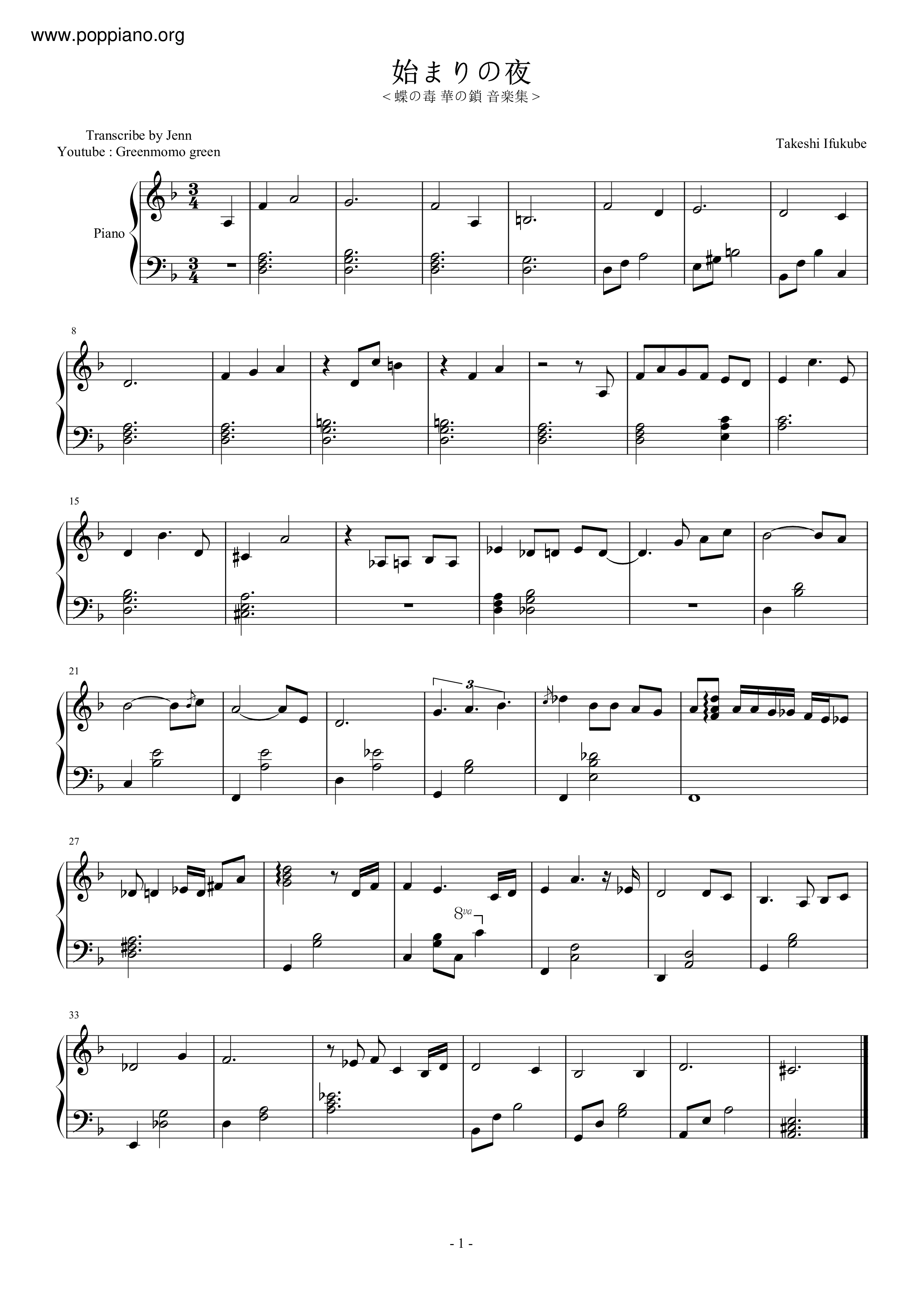 Beginning Of The Night琴譜