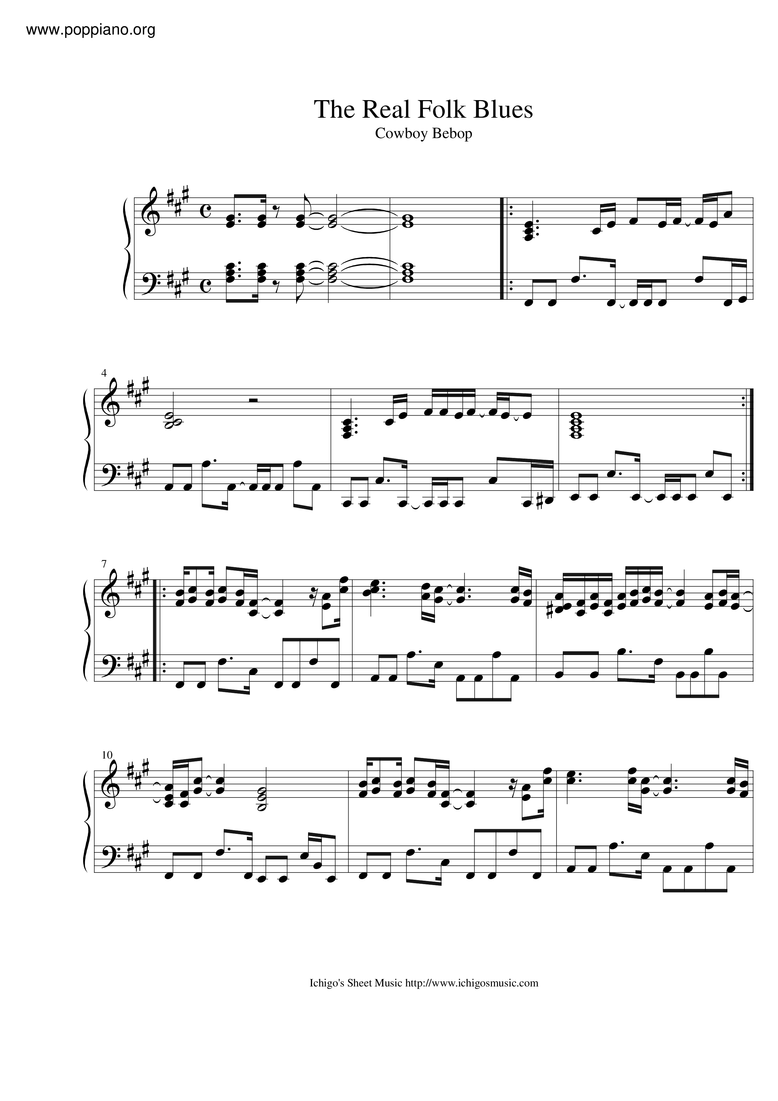 カウボーイビバップ The Real Folk Blues ピアノ譜pdf 香港ポップピアノ協会 無料pdf楽譜ダウンロード Gakufu