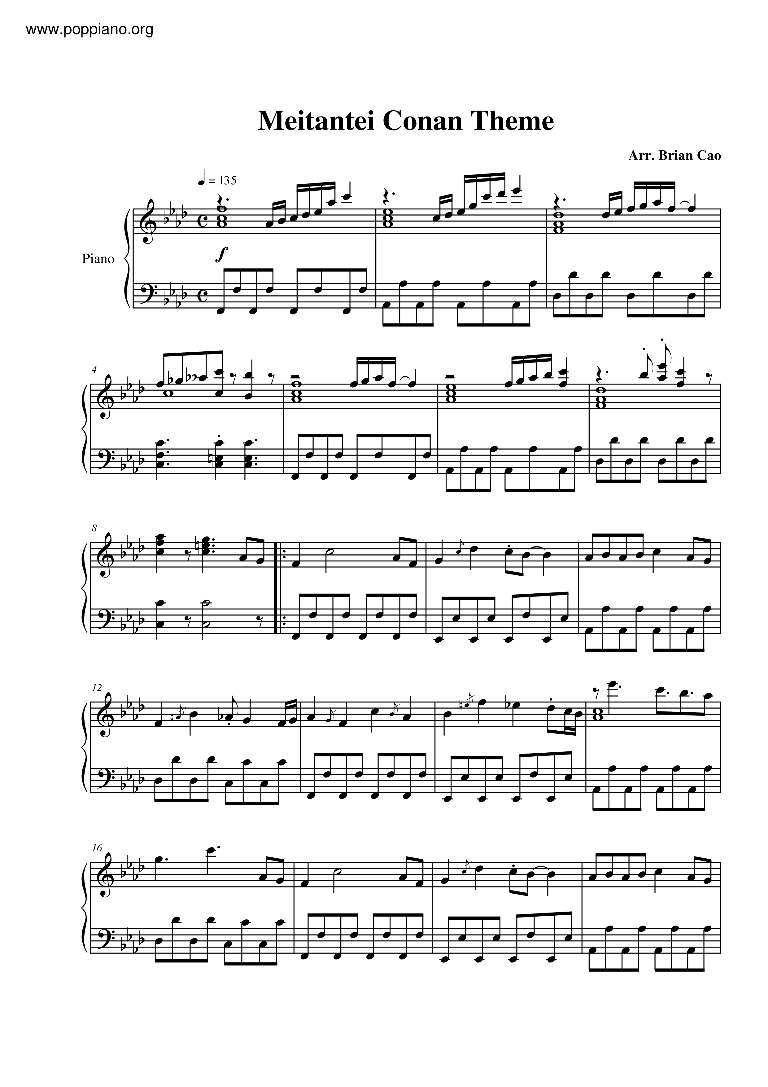 名探偵コナン Meitantei Conan Theme ピアノ譜pdf 香港ポップピアノ協会 無料pdf楽譜ダウンロード Gakufu