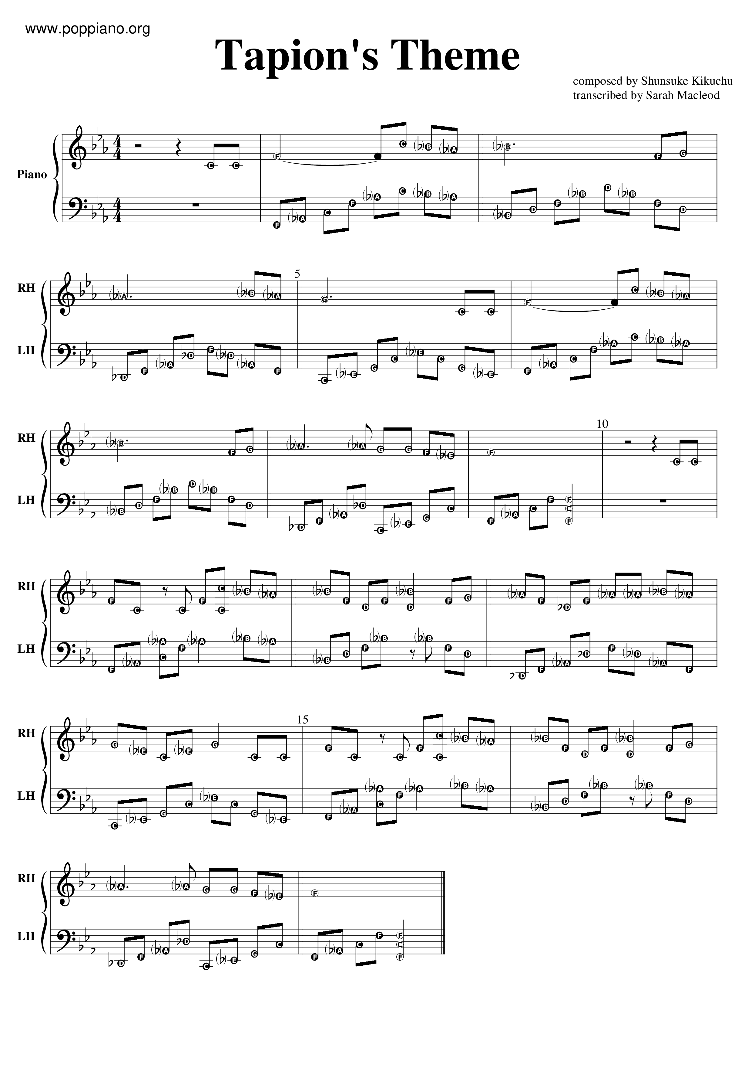 Dragon Ball ZTapion's Theme Sheet Music pdf, Free Score Download ★