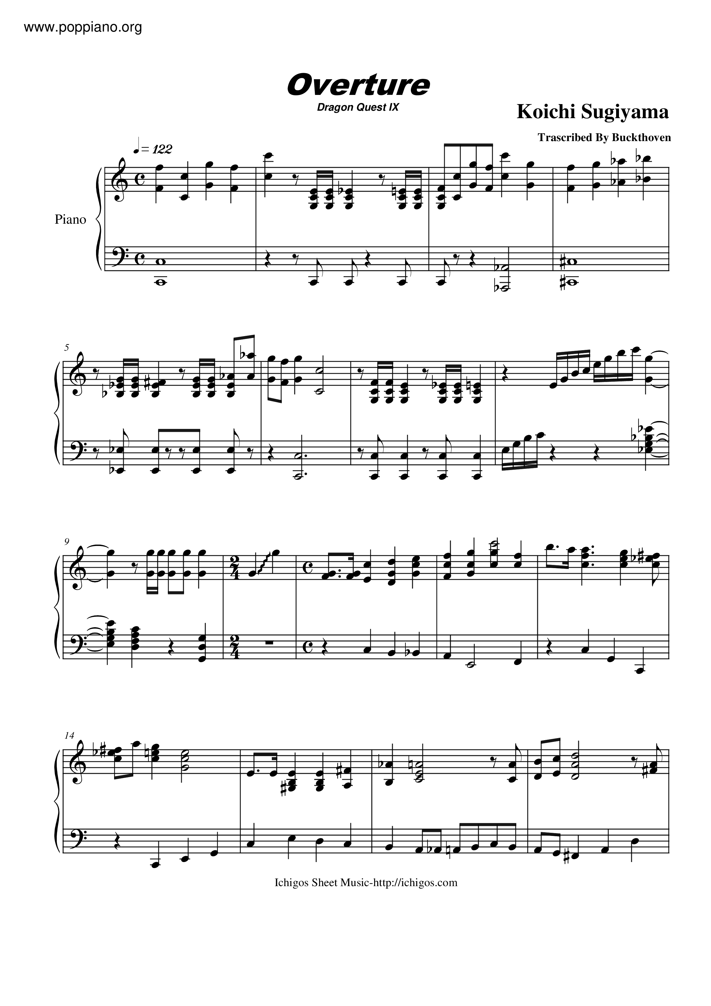 Dragon Quest Ix Piano Solo Feuille Musique