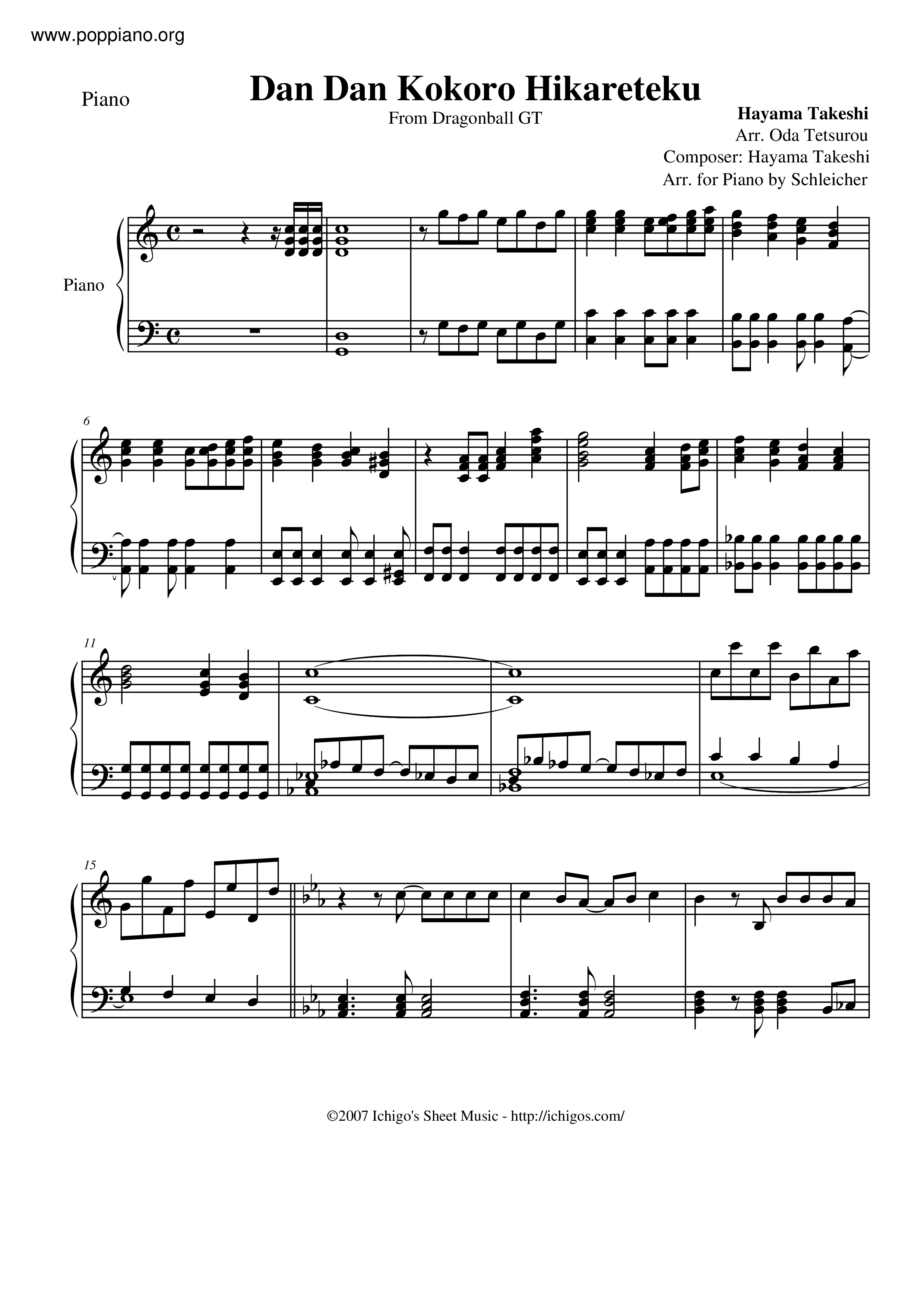 dan dan kokoro hikareteku Sheet Music / Piano Score Free PDF Download HK Pop Piano Academy ★