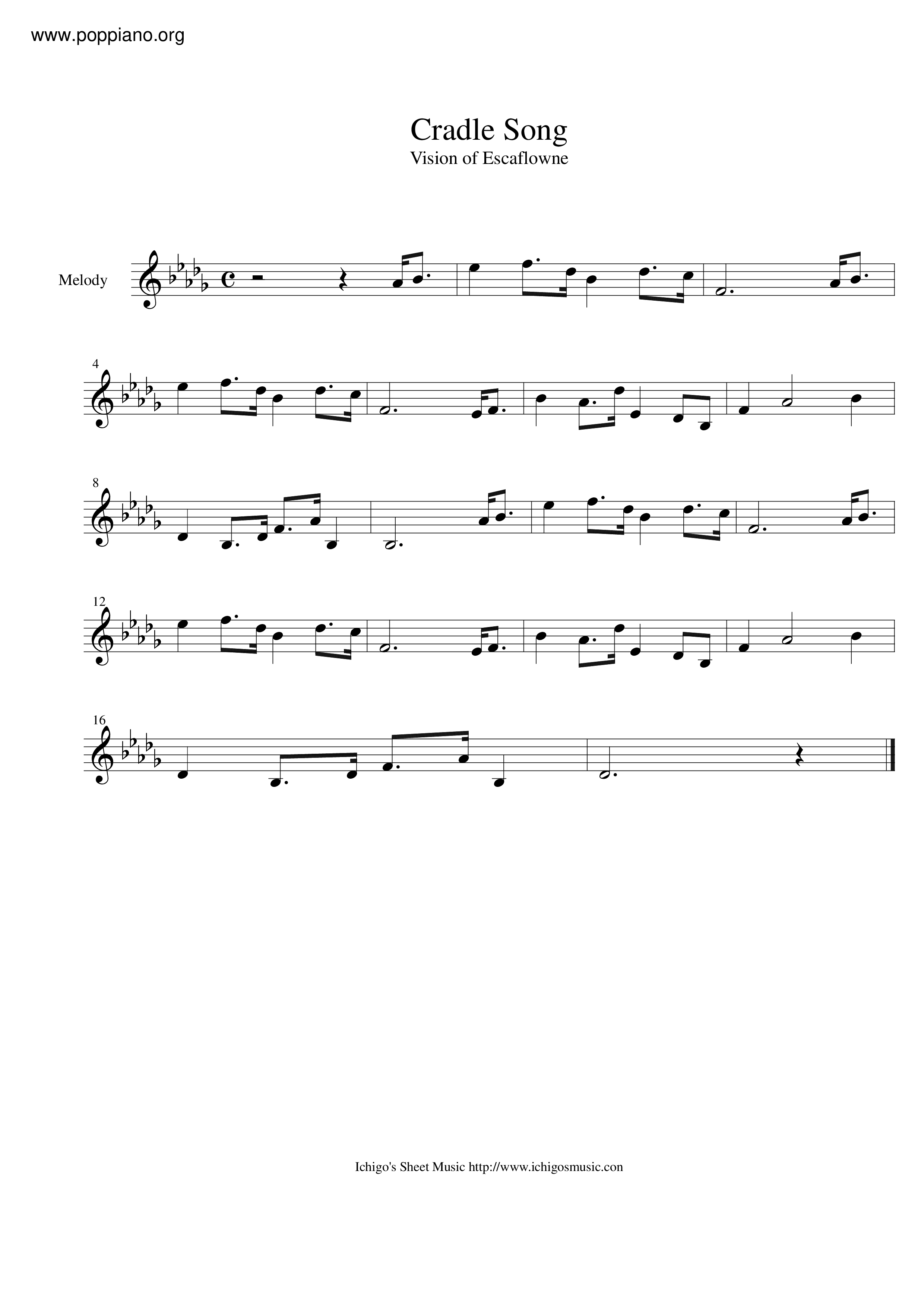 Cradle Song琴譜