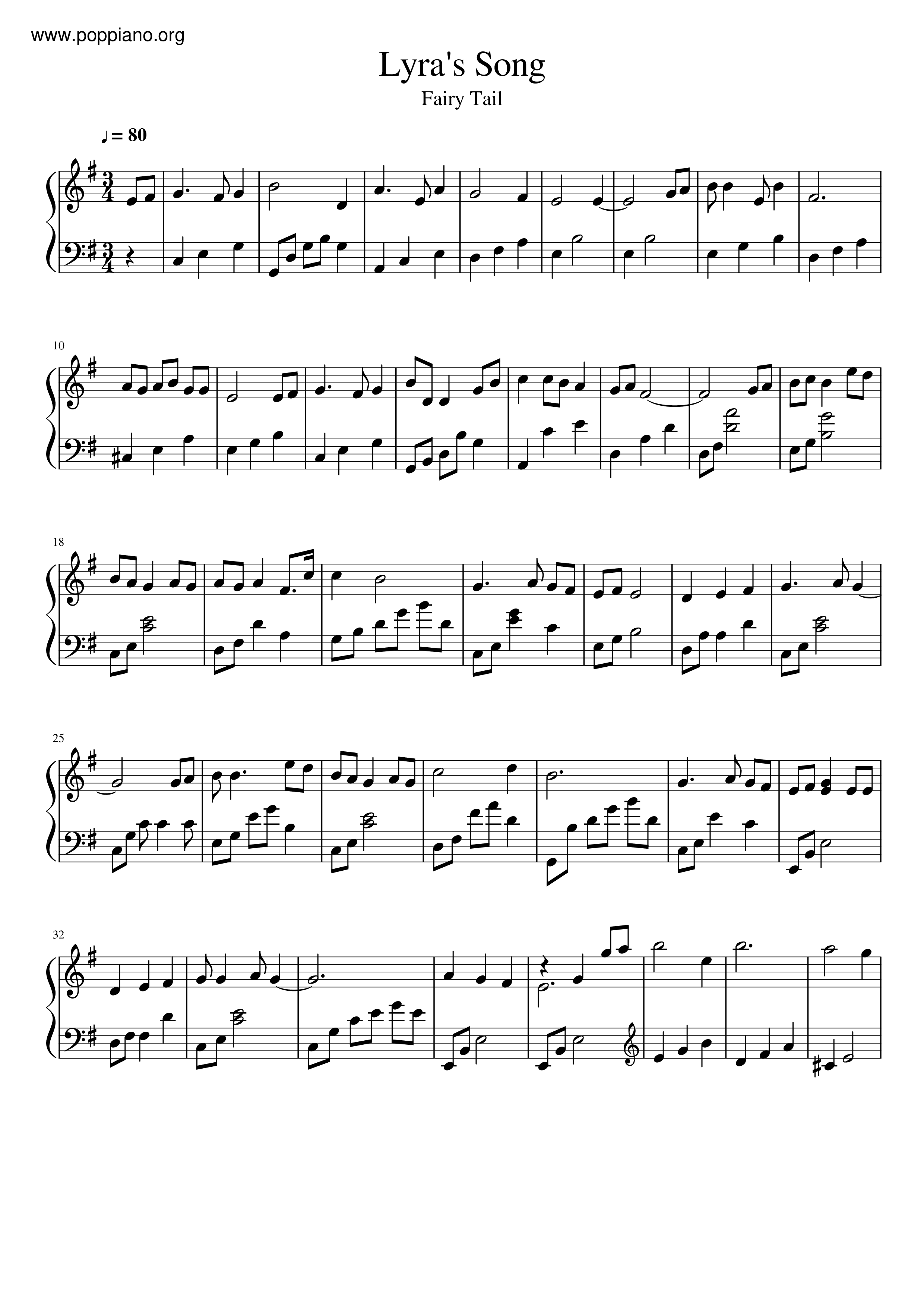 Lyra's Song琴譜