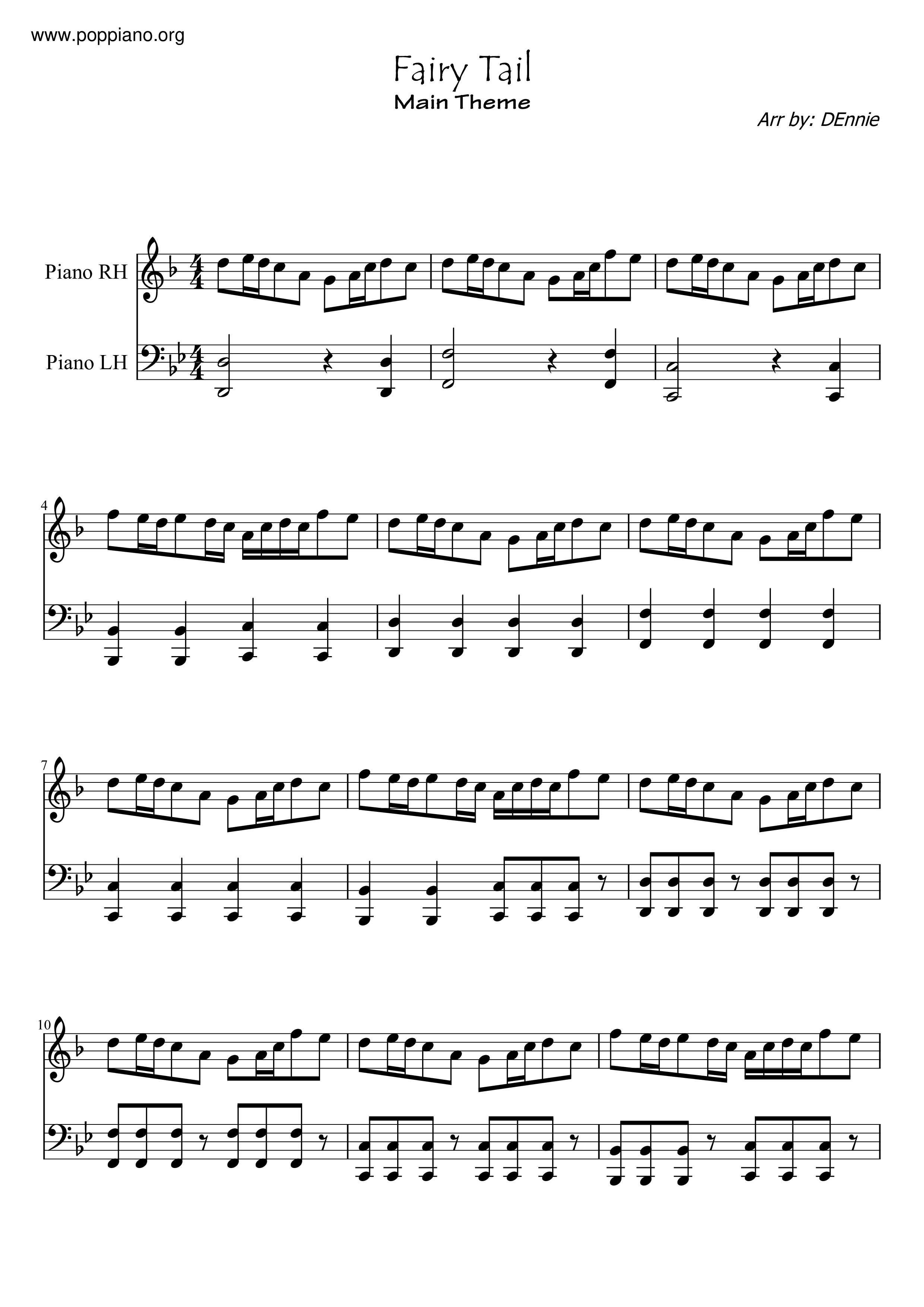 Fairy Tail Main Theme ピアノ譜pdf 香港ポップピアノ協会 無料pdf楽譜ダウンロード Gakufu