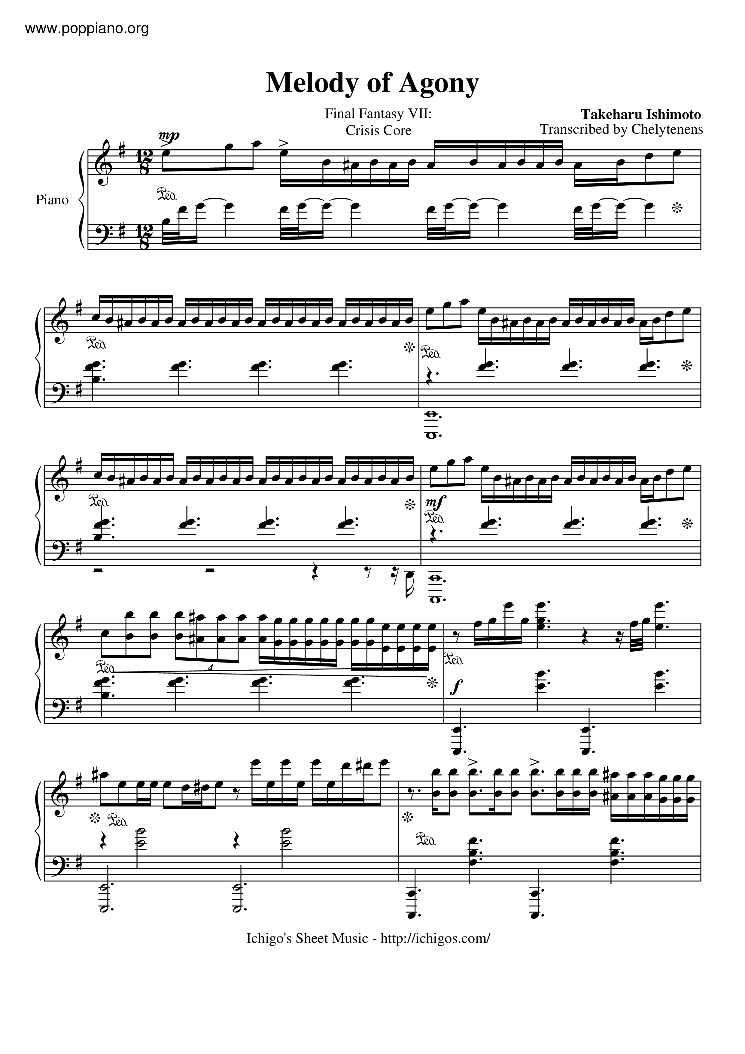 Melody Of Agony琴譜