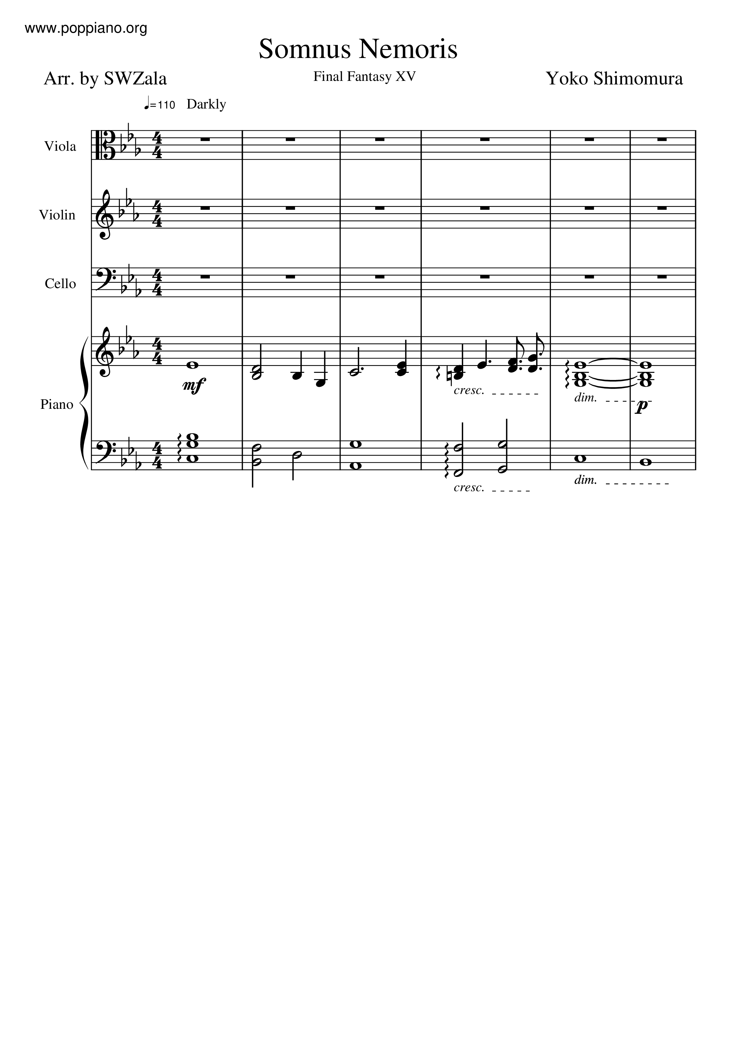 Final Fantasy Xv Somnus Nemoris Sheet Music Pdf Free Score Download