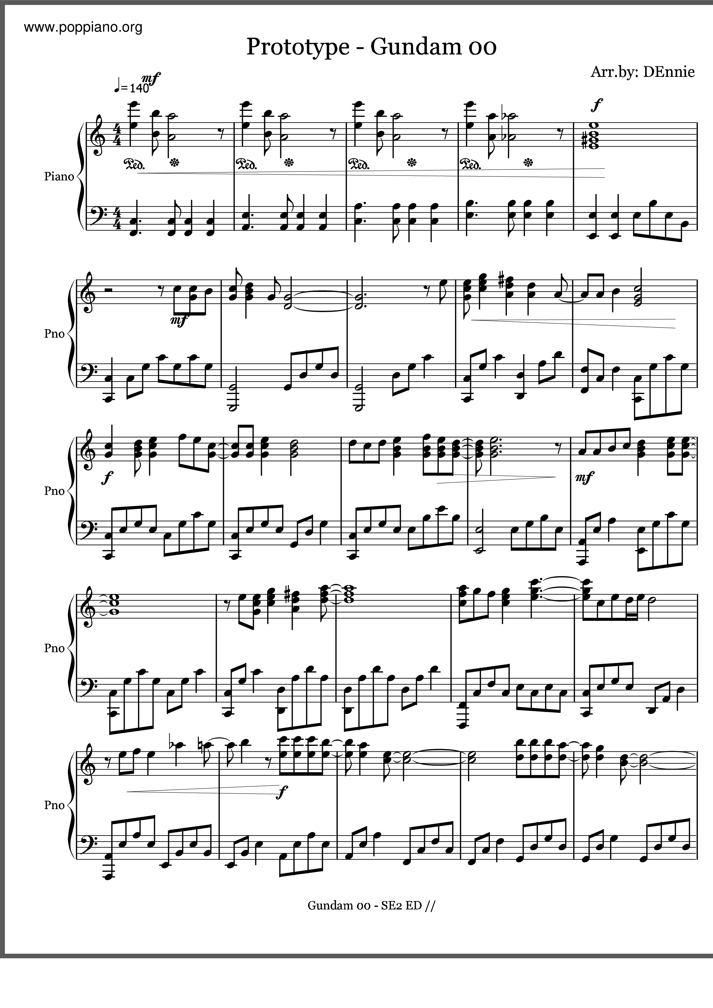 Gundam 00 Prototype Sheet Music Pdf Free Score Download