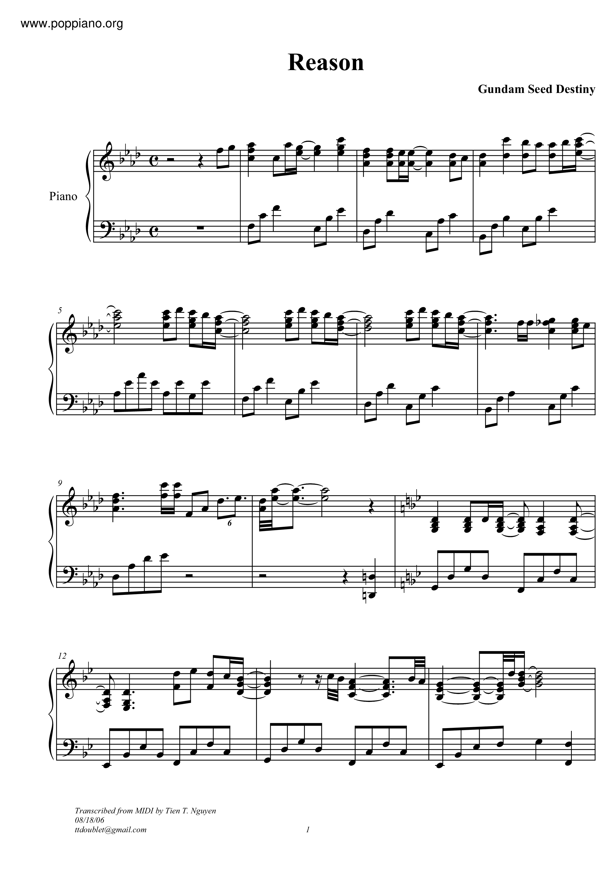 Mobile Suit Gundam Seed Destiny Reason Sheet Music Pdf Free Score Download Mobile Suit Gundam Seed Destiny Reason Sheet Music Pdf Free Score Download