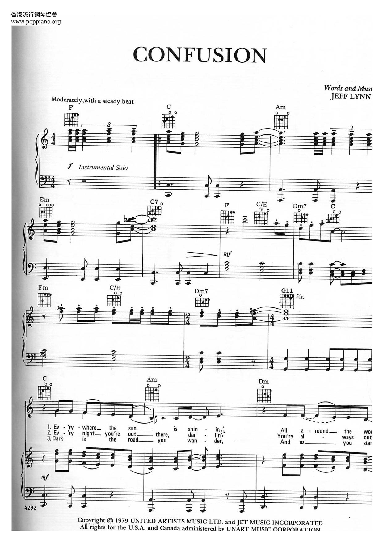 Electric Light OrchestraConfusion Sheet Music pdf, Free Score Download ★