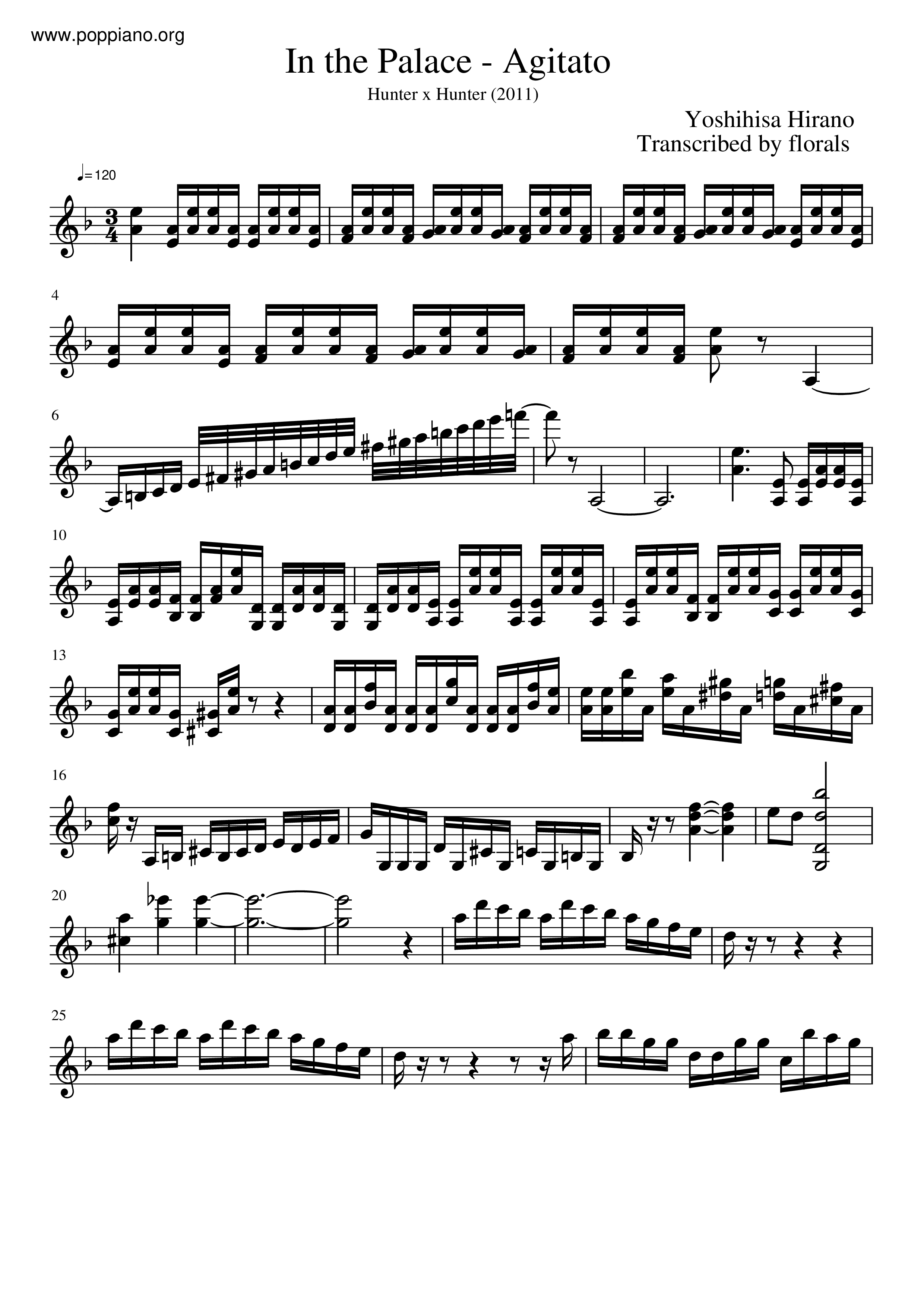 Hunter X Hunter 2011 In The Palace Agitato Sheet Music Pdf Free Hunter X Hunter 2011 In The Palace Agitato Sheet Music Pdf Free