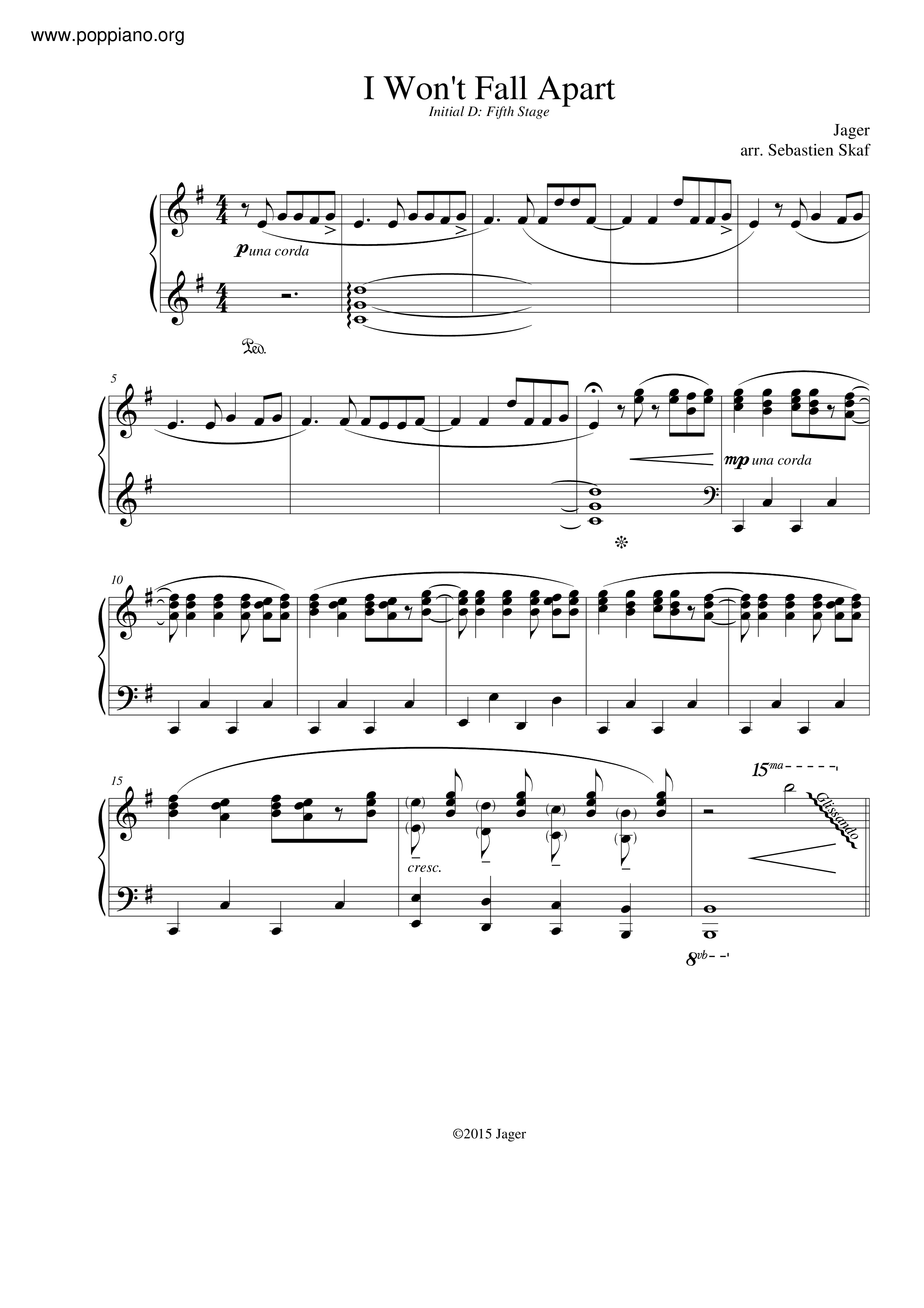 I Won't Fall Apart琴譜