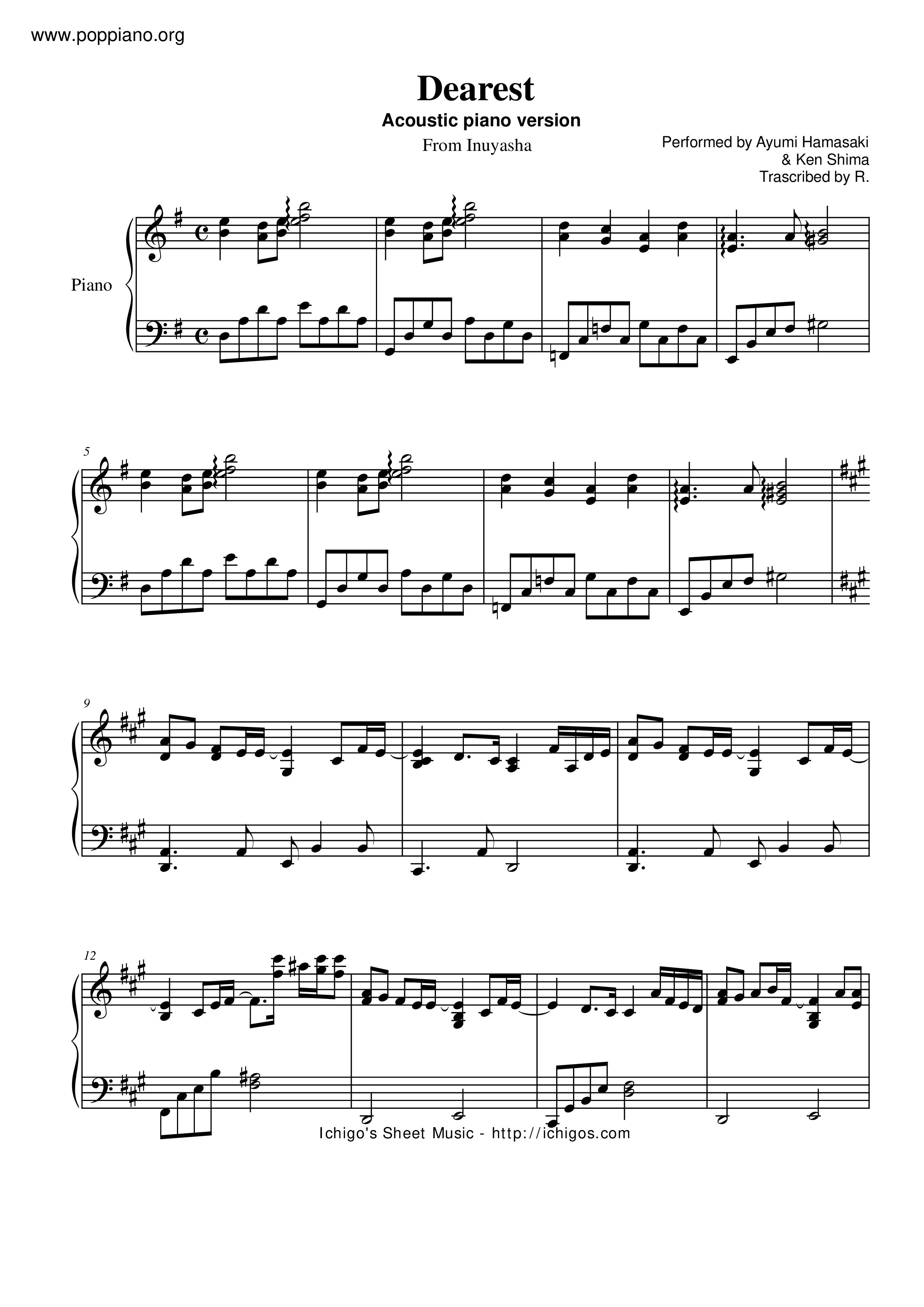 Inuyasha Dearest Accoustic Piano Version Sheet Music Pdf Free Score Download Inuyasha Dearest Accoustic Piano Version Sheet Music Pdf Free Score Download