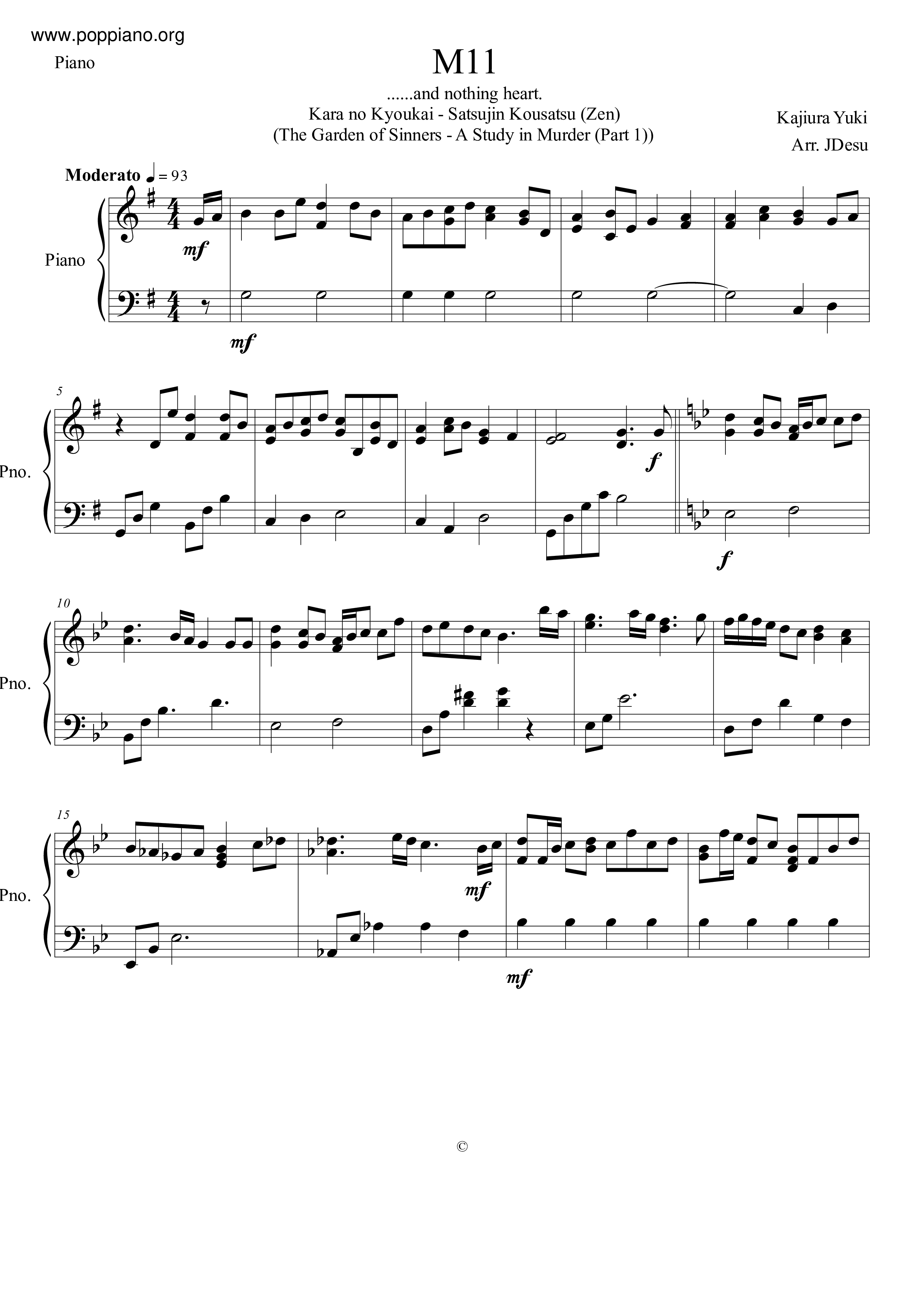 M11 Piano Part琴譜