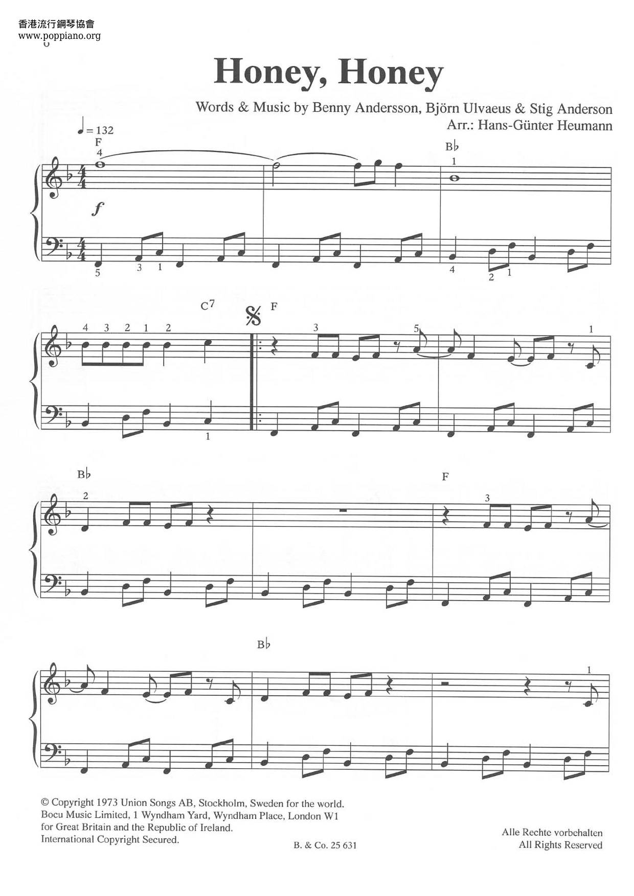 ABBAHoney, Honey Sheet Music pdf, Free Score Download ★
