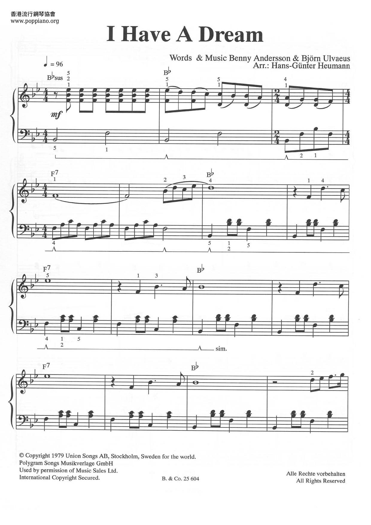 empujar vergüenza Trampas ☆ I Have A Dream | Sheet Music | Piano Score Free PDF Download | HK Pop  Piano Academy