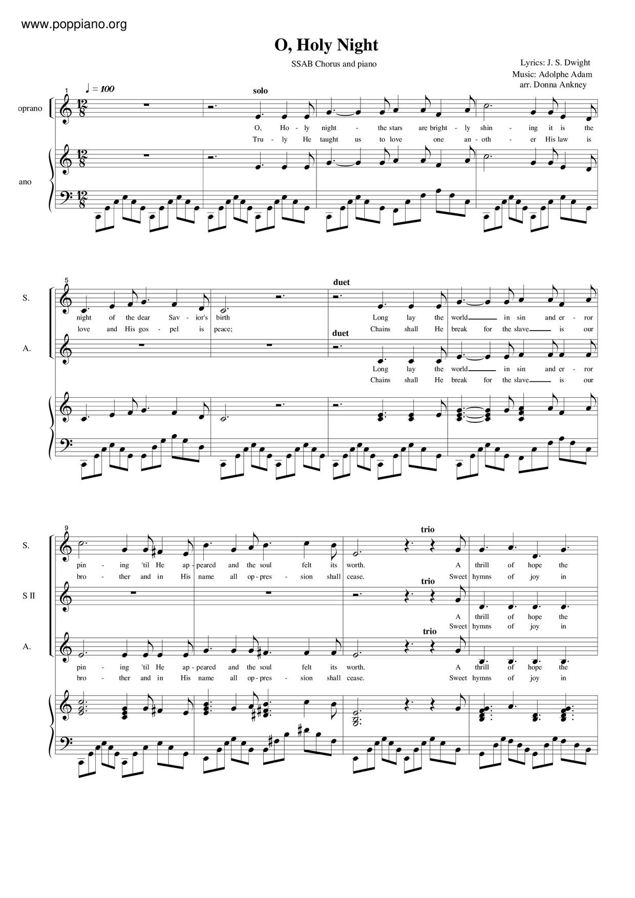 Adolphe Adam O Holy Night Sheet Music Pdf Free Score Download