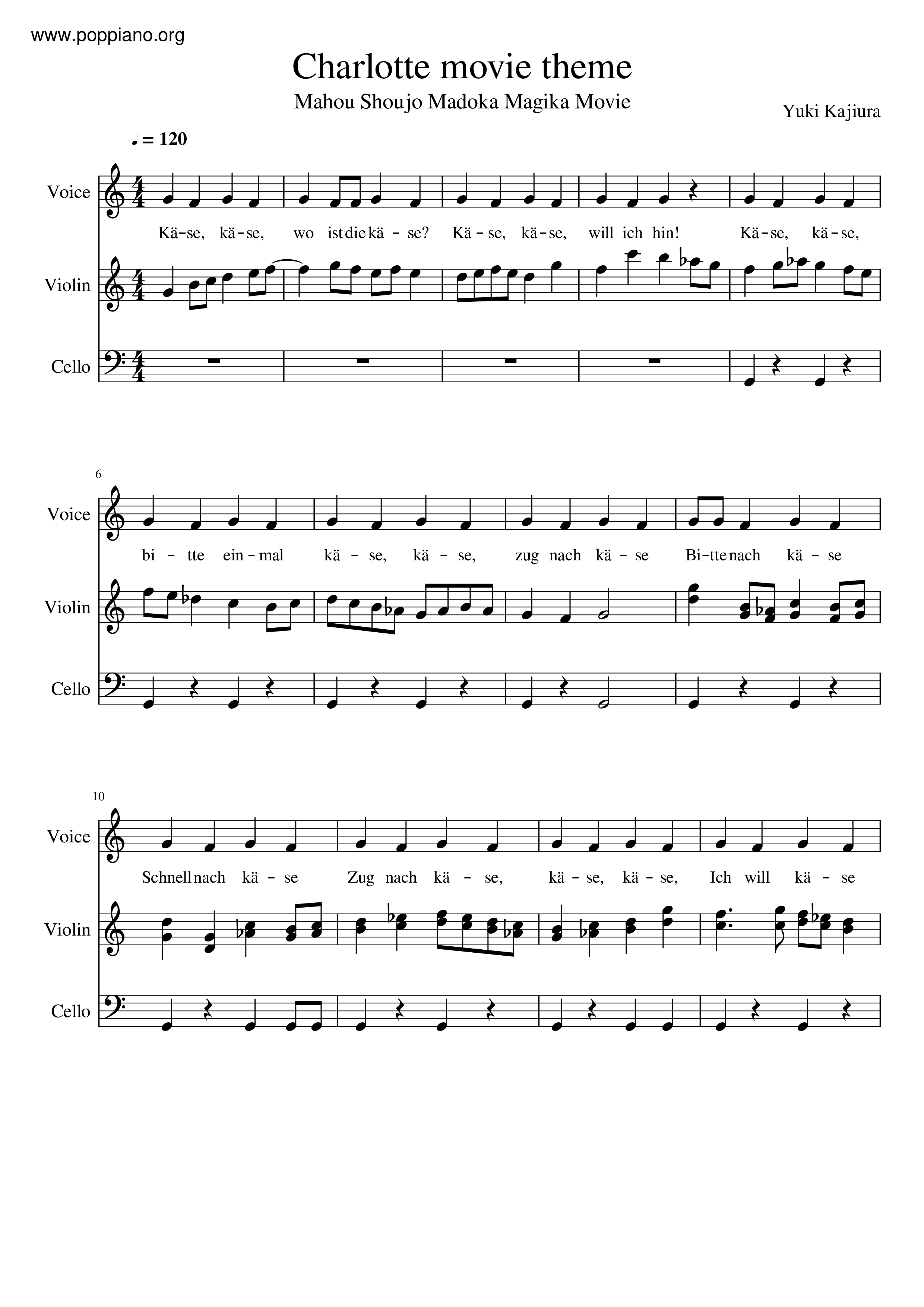 Puella Magi Madoka Magica-Charlotte Theme Sheet Music pdf, - Free Score