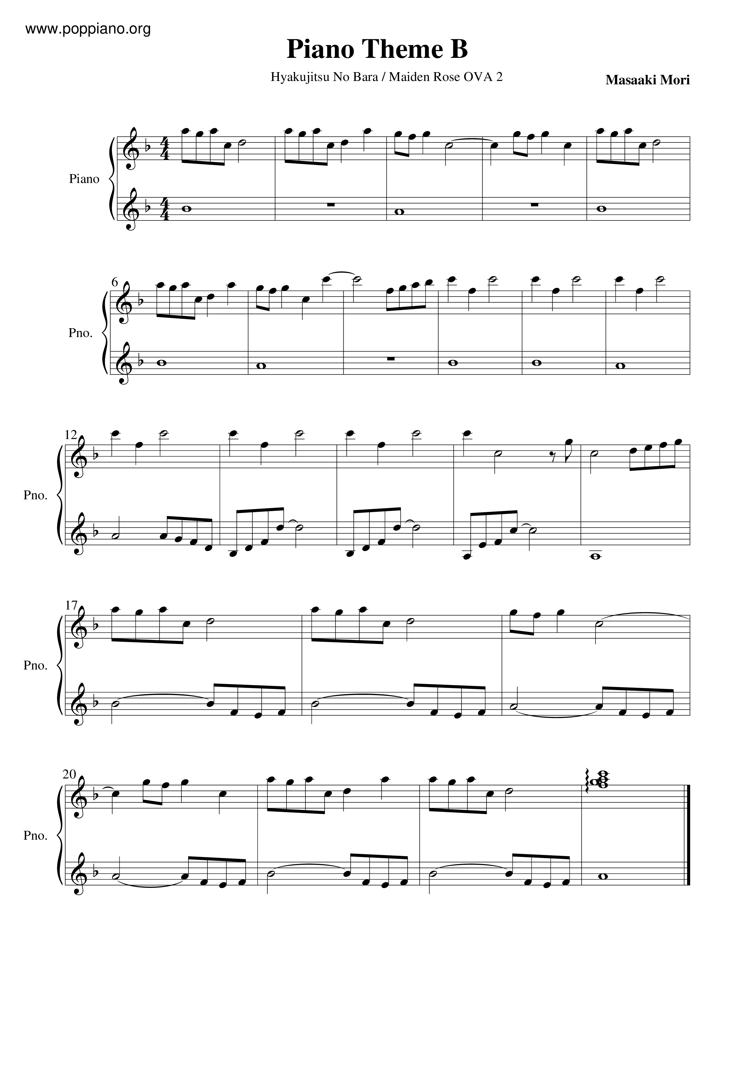 Piano Theme B琴譜