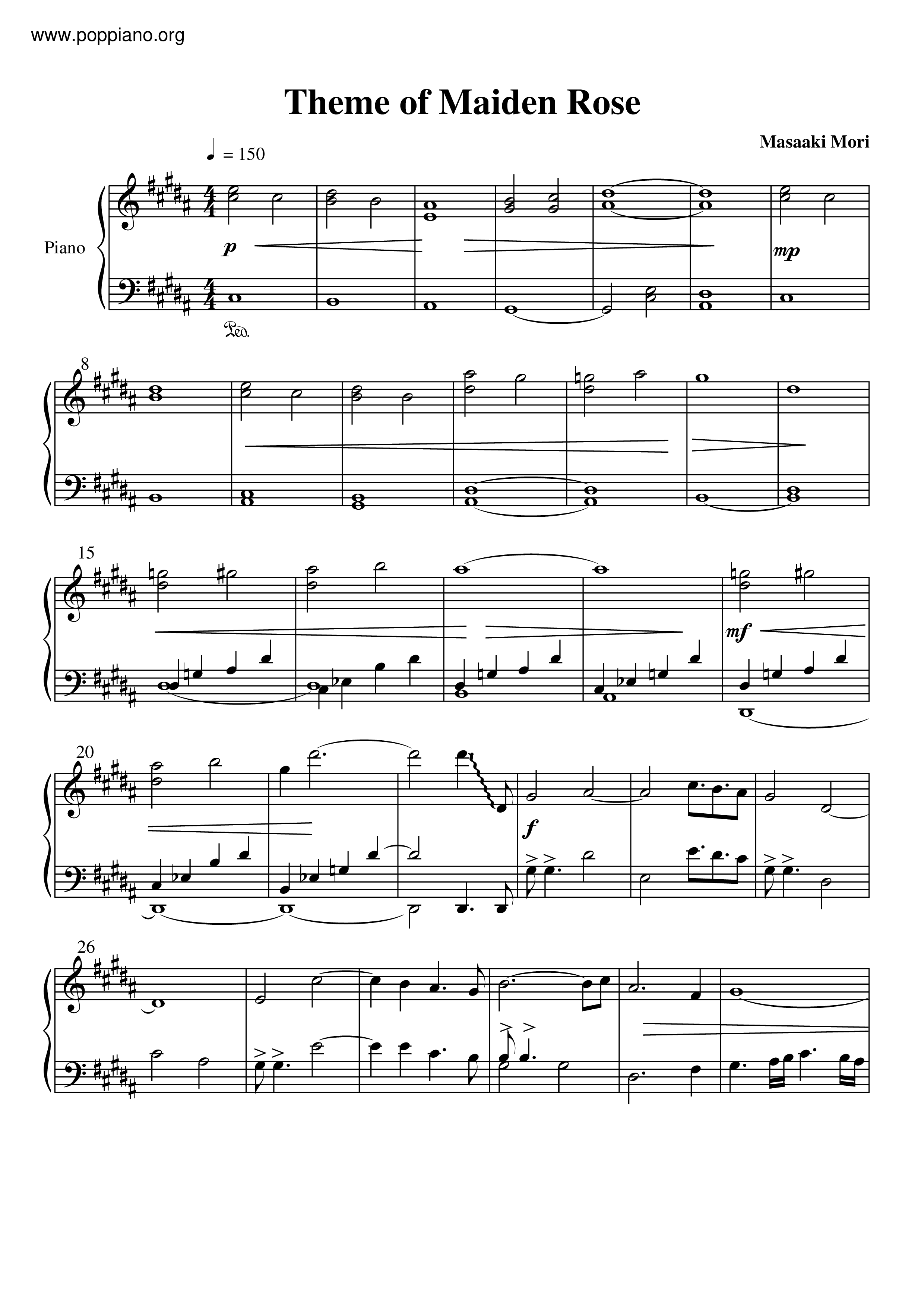 Theme Of Maiden Rose琴譜