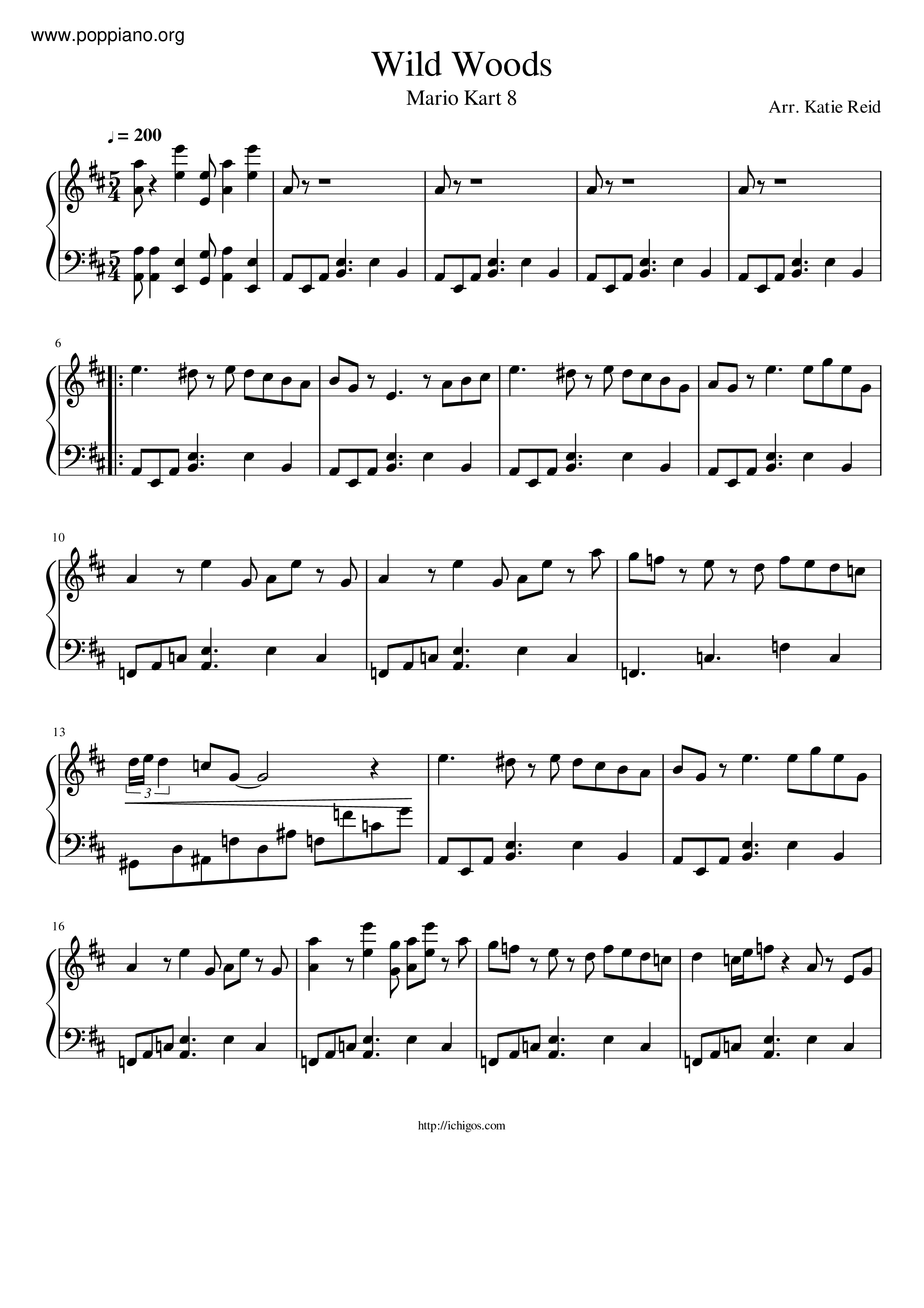 Mario Kart 8 Wild Woods Sheet Music Pdf Free Score Download