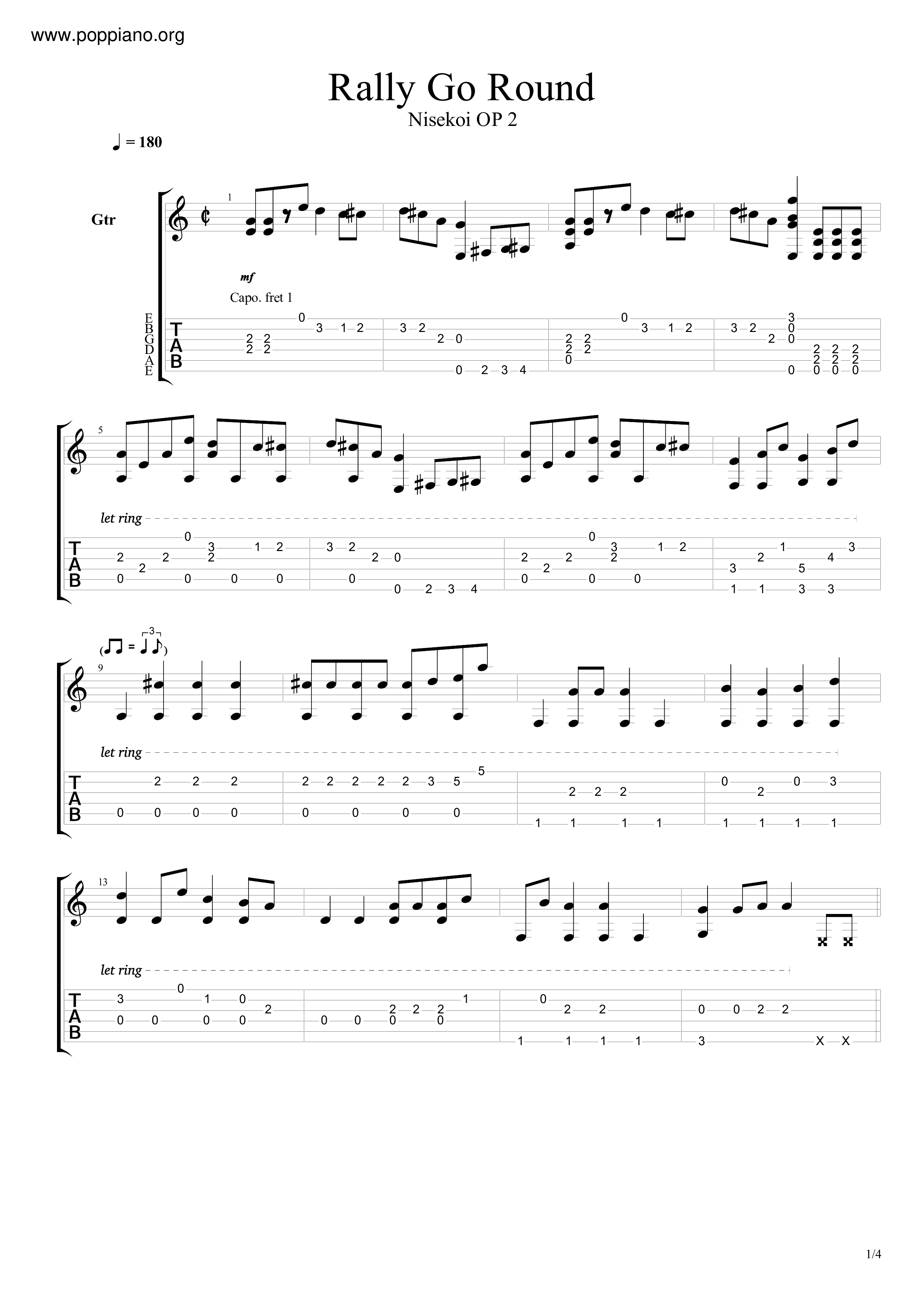 Nisekoi Season 2 Op Rally Go Round Sheet Music Pdf Free Score Download