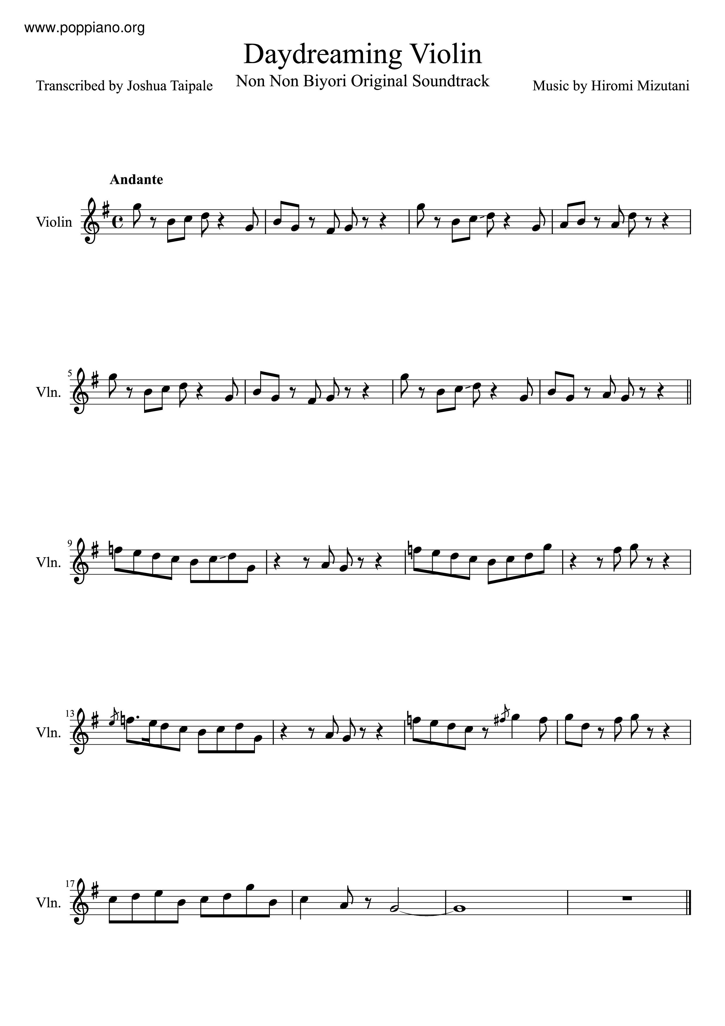 Daydreaming Violin琴譜