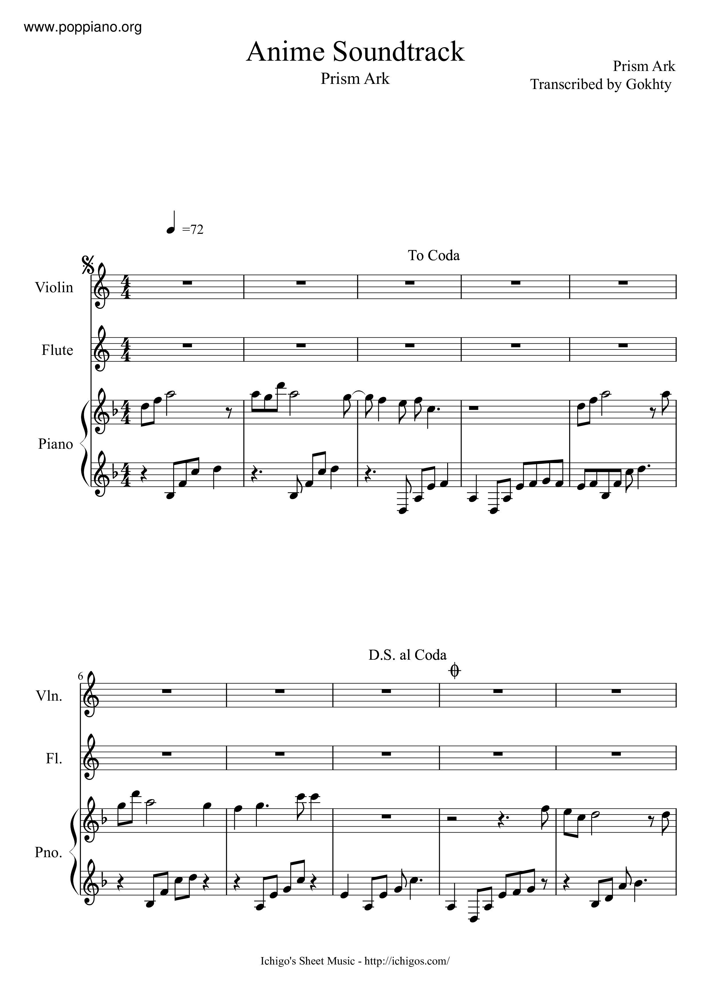 Anime Violin Sheet Music Photo | Voila Violin