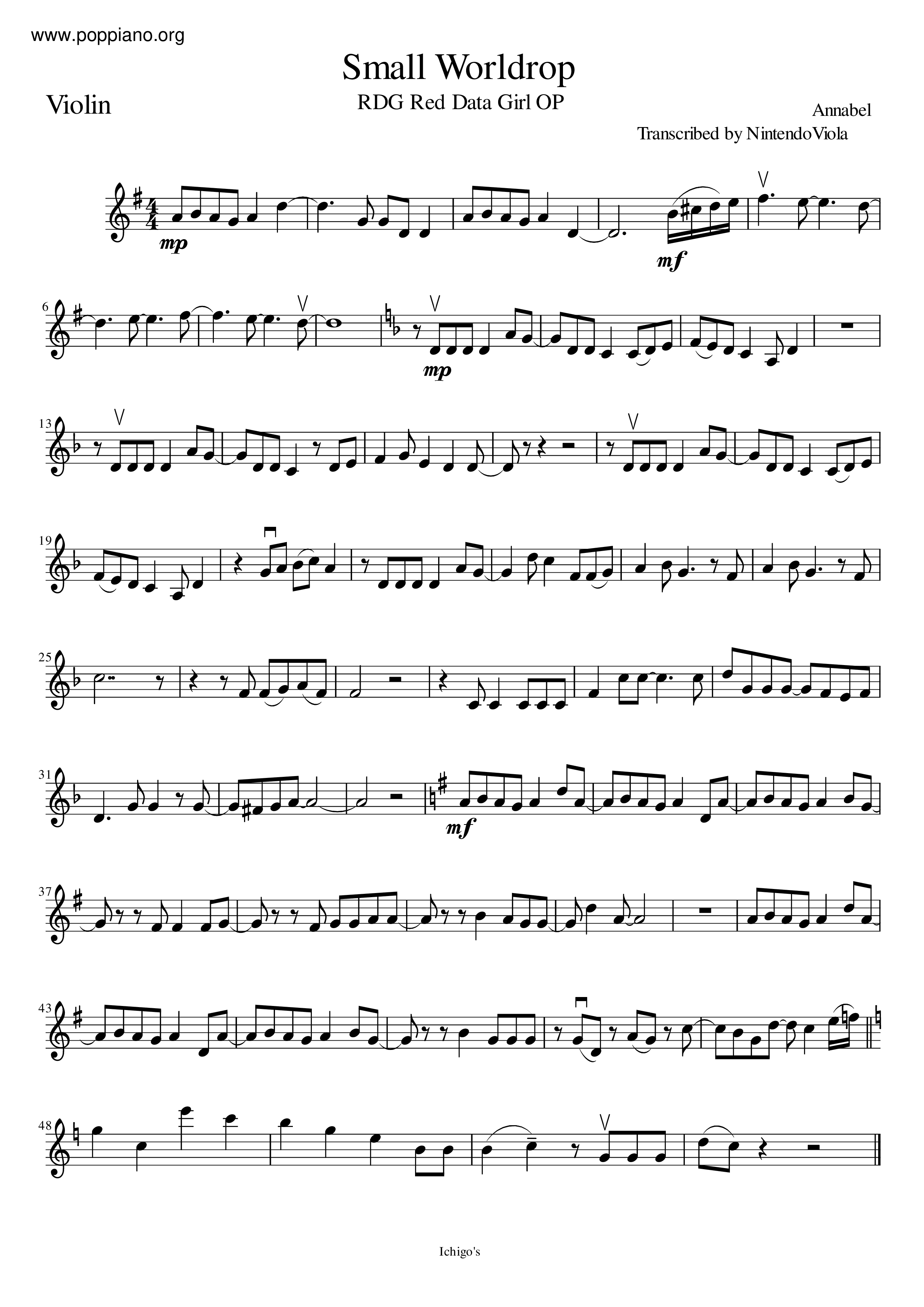 Rdg Red Data Girl Small Worldrop Sheet Music Pdf Free Score Download