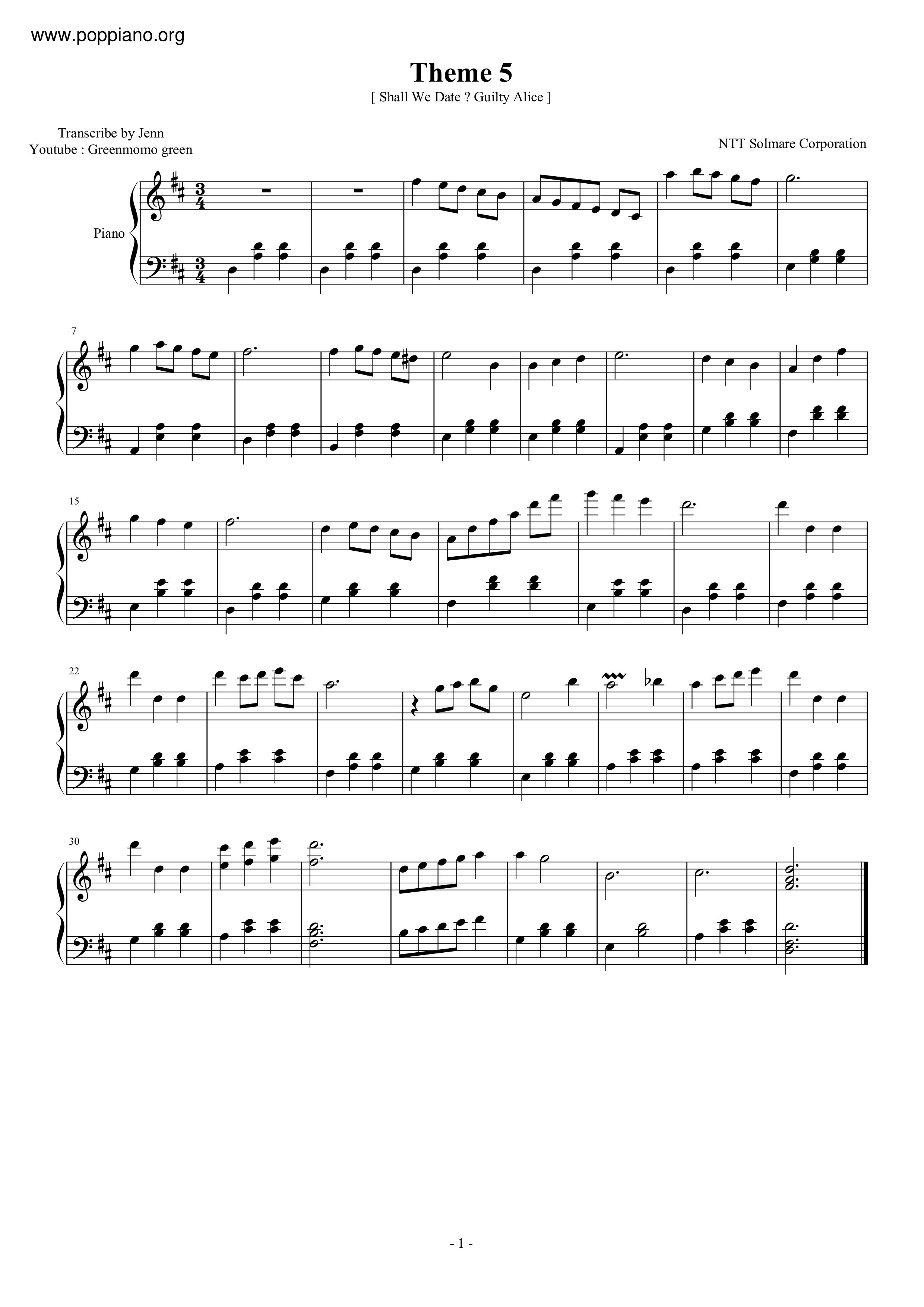 Theme 5琴譜