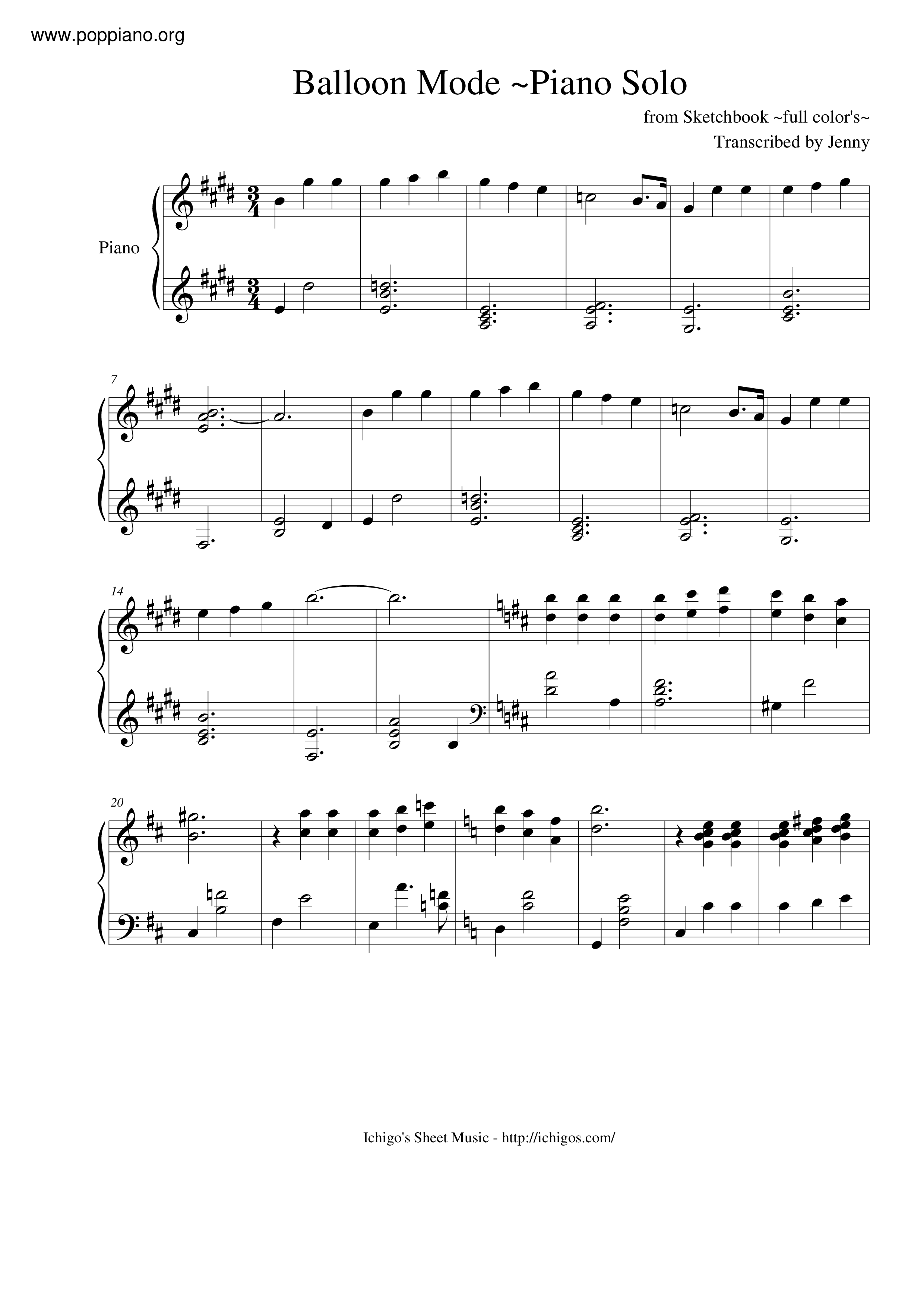 Balloon Mode~ Piano Solo琴譜