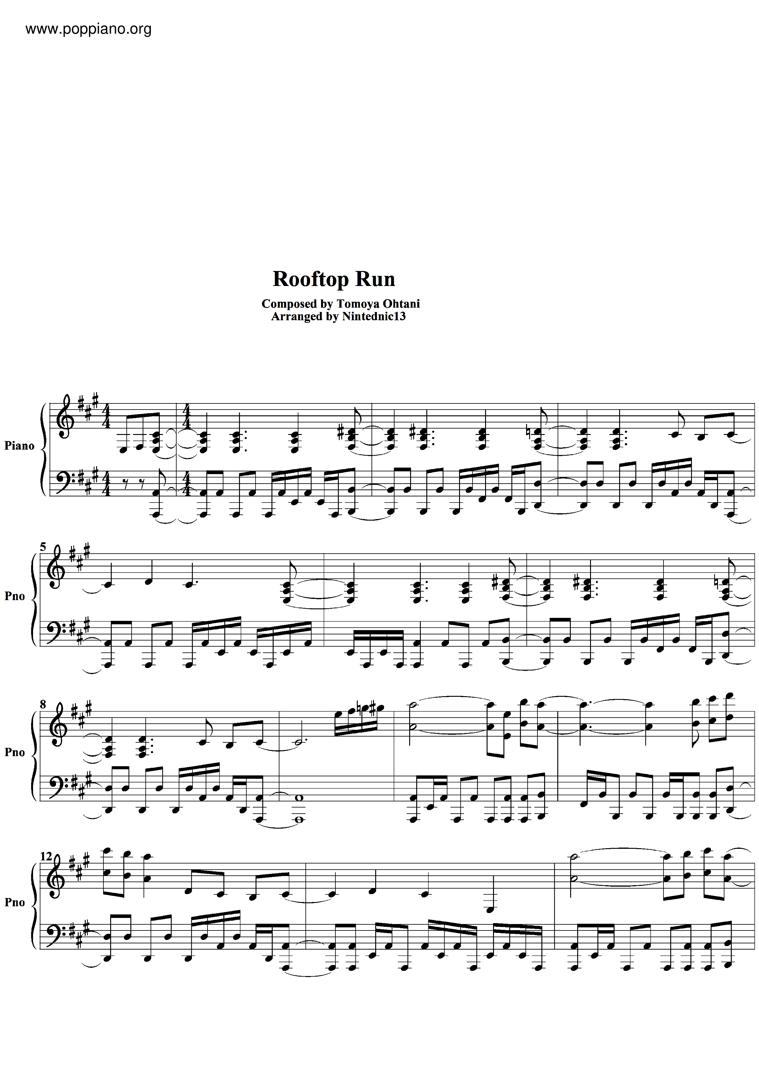 Sonic Generations Rooftop Run Sheet Music Pdf Free Score Download