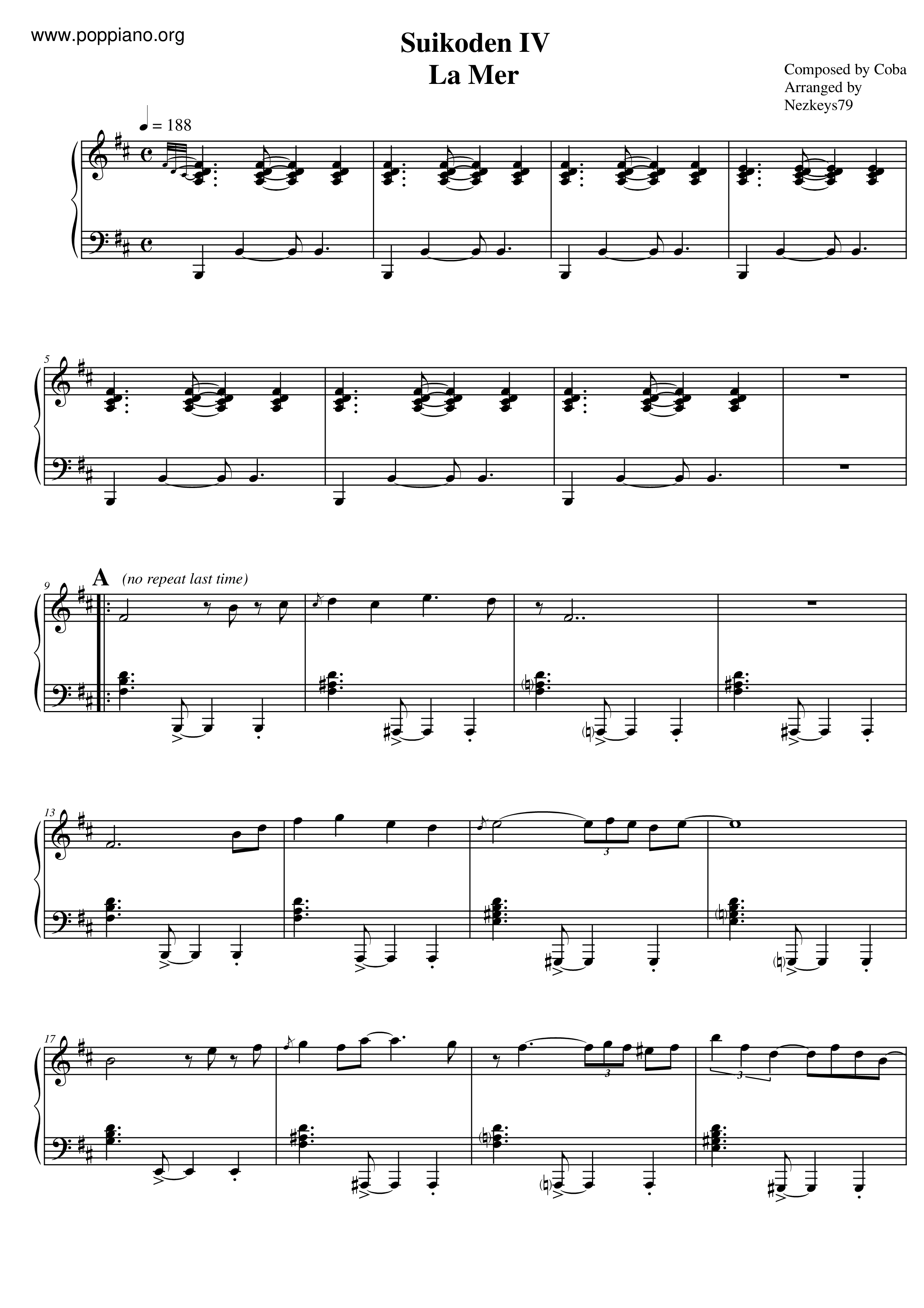 Suikoden IVLa Mer Sheet Music pdf, Free Score Download ★