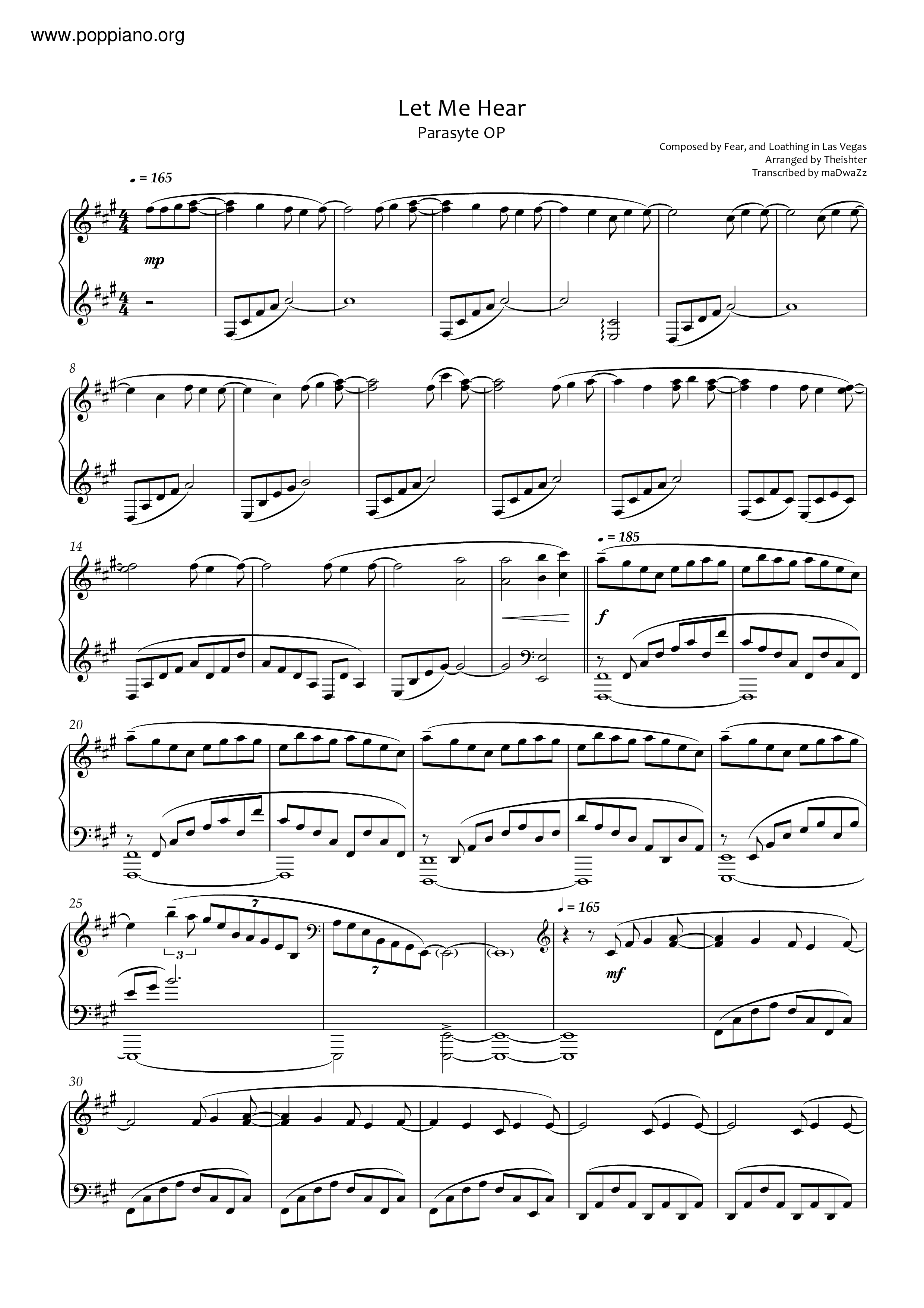Parasyte Let Me Hear Sheet Music Pdf Free Score Download Parasyte Let Me Hear Sheet Music Pdf Free Score Download