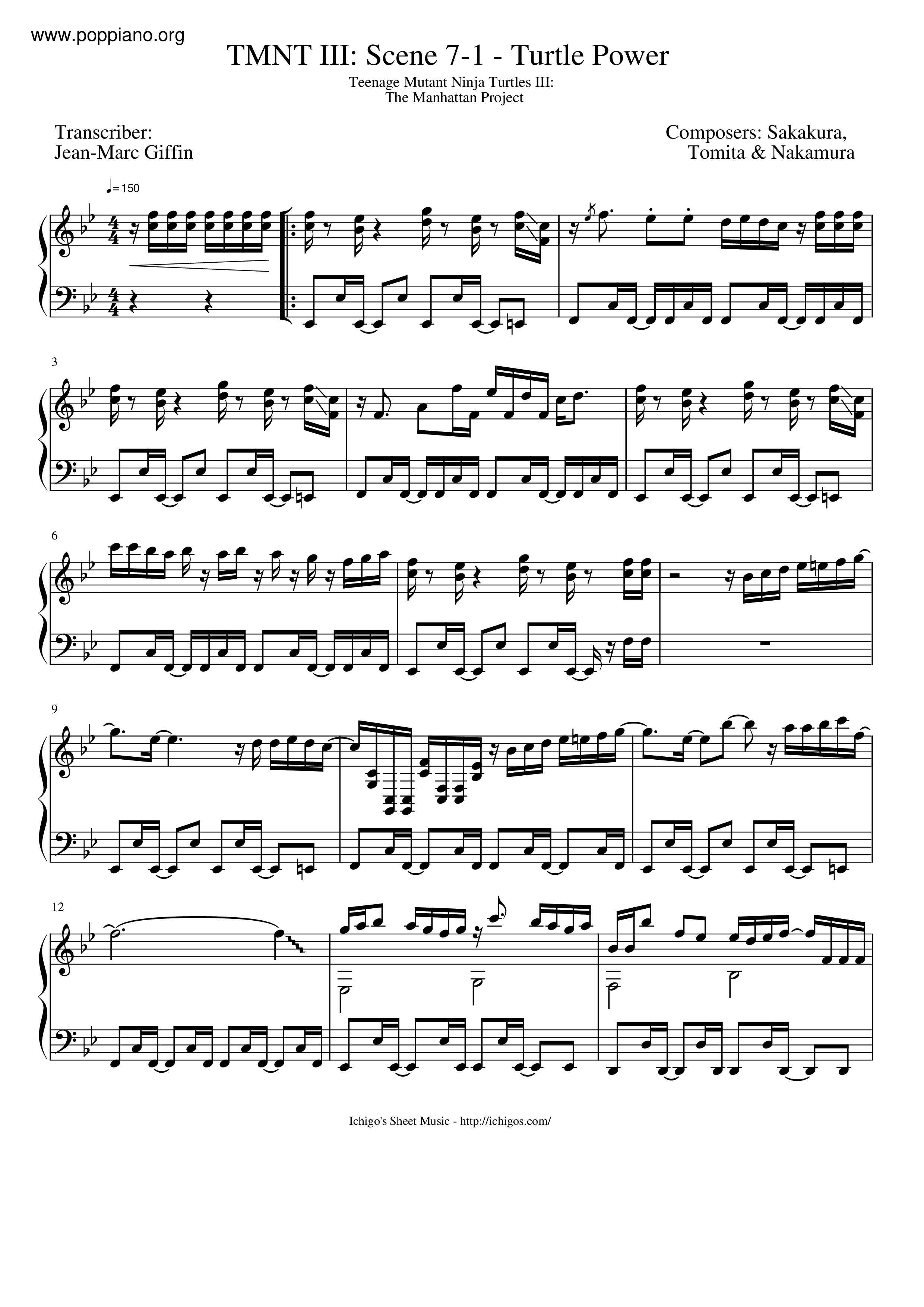 Teenage Mutant Ninja Turtles IIIScene 71 Turtle Power Sheet Music