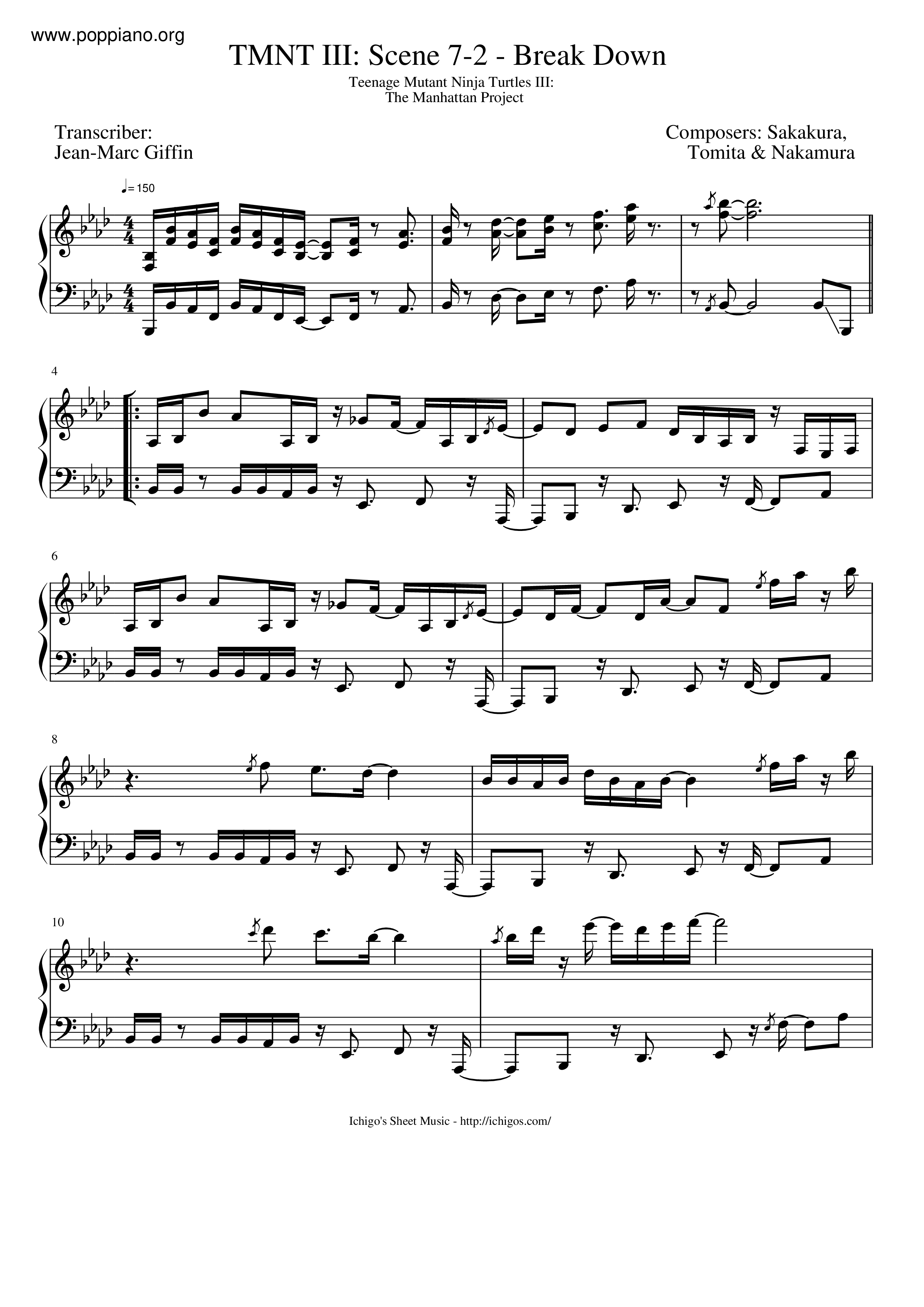 Teenage Mutant Ninja Turtles IIIScene 72 Break Down Sheet Music pdf