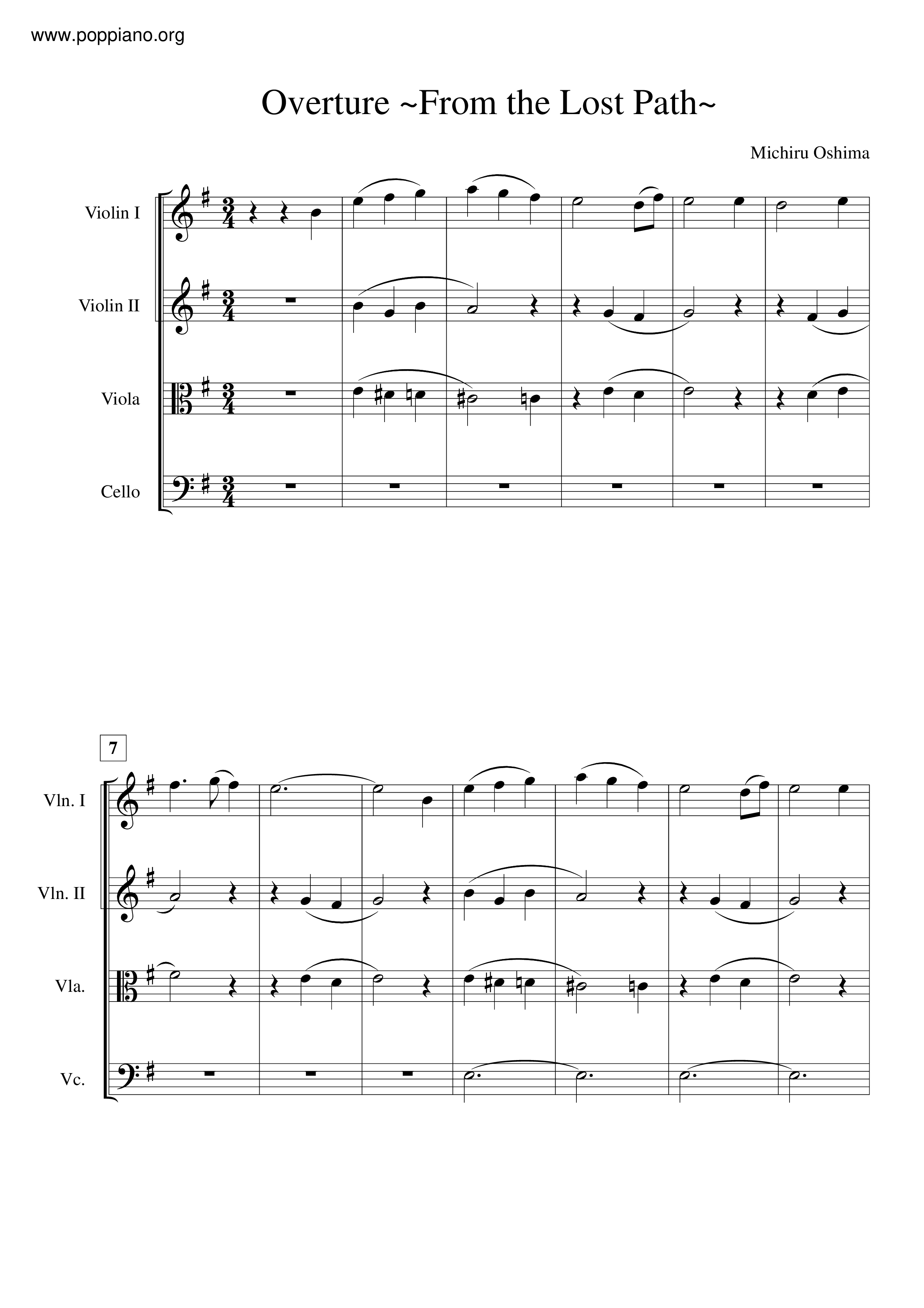 Overture ~From The Lost Path~琴譜