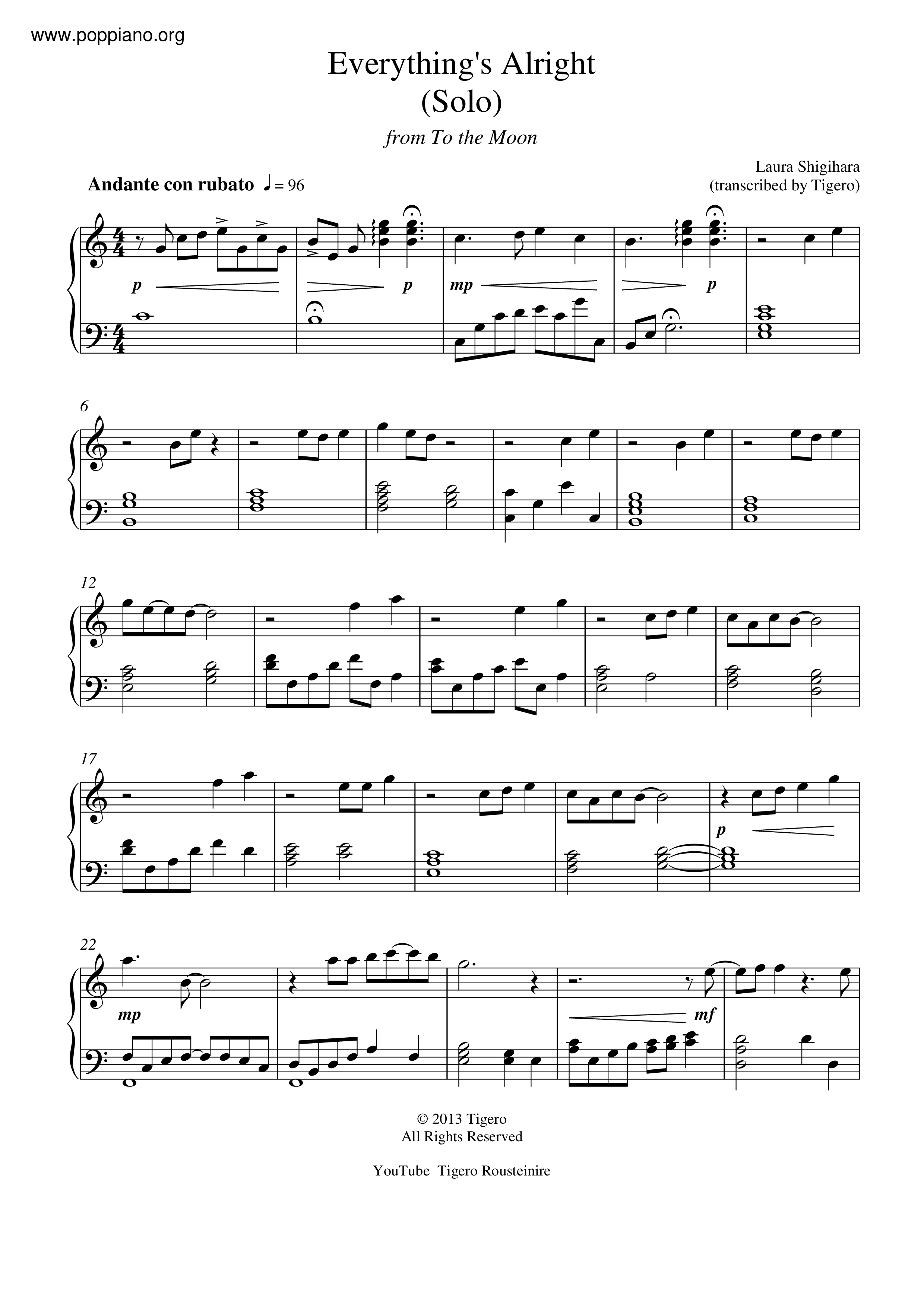 To The Moon Everything S Alright Sheet Music Pdf Free Score Download