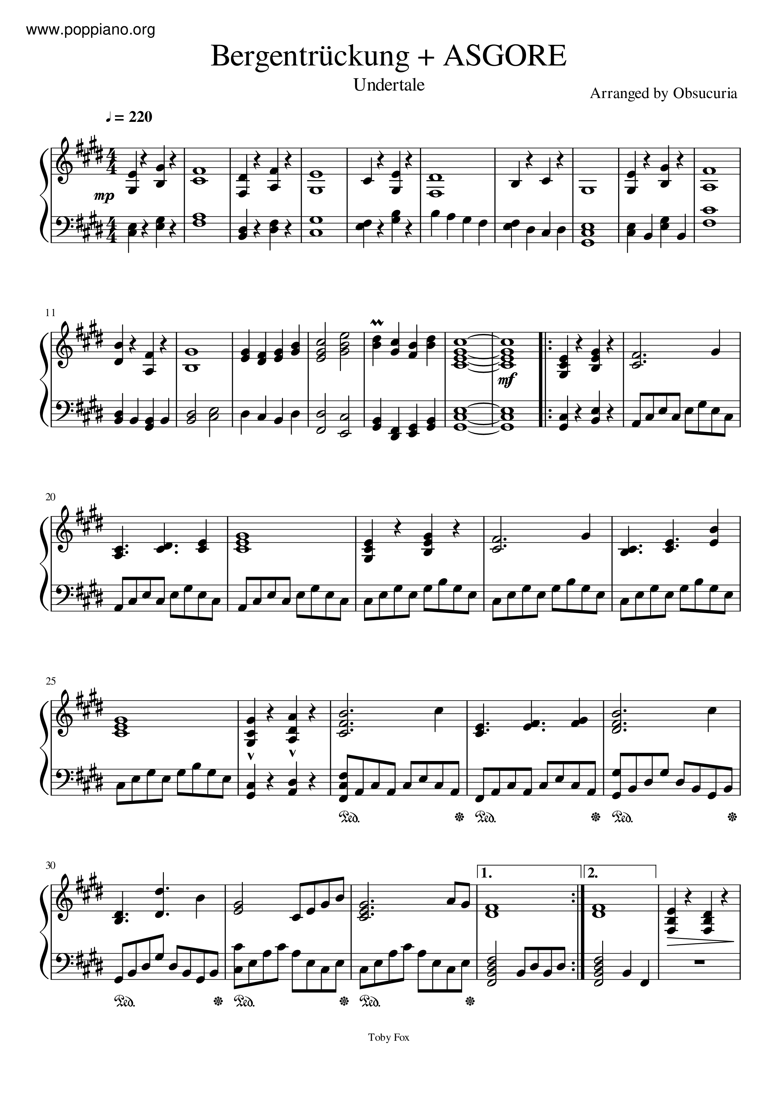 Undertale Asgore Bergentruckung Sheet Music Pdf Free Score Download - burgentrucking asgore roblox id