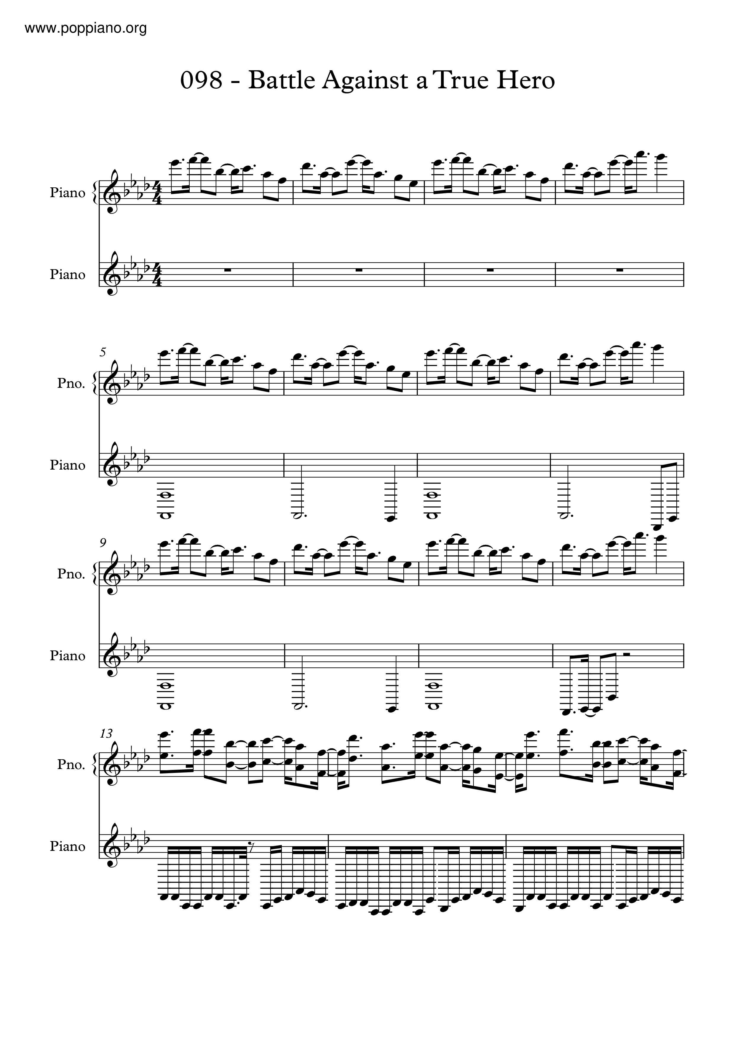 Undertale Battle Against A True Hero Sheet Music Pdf Free Score Download