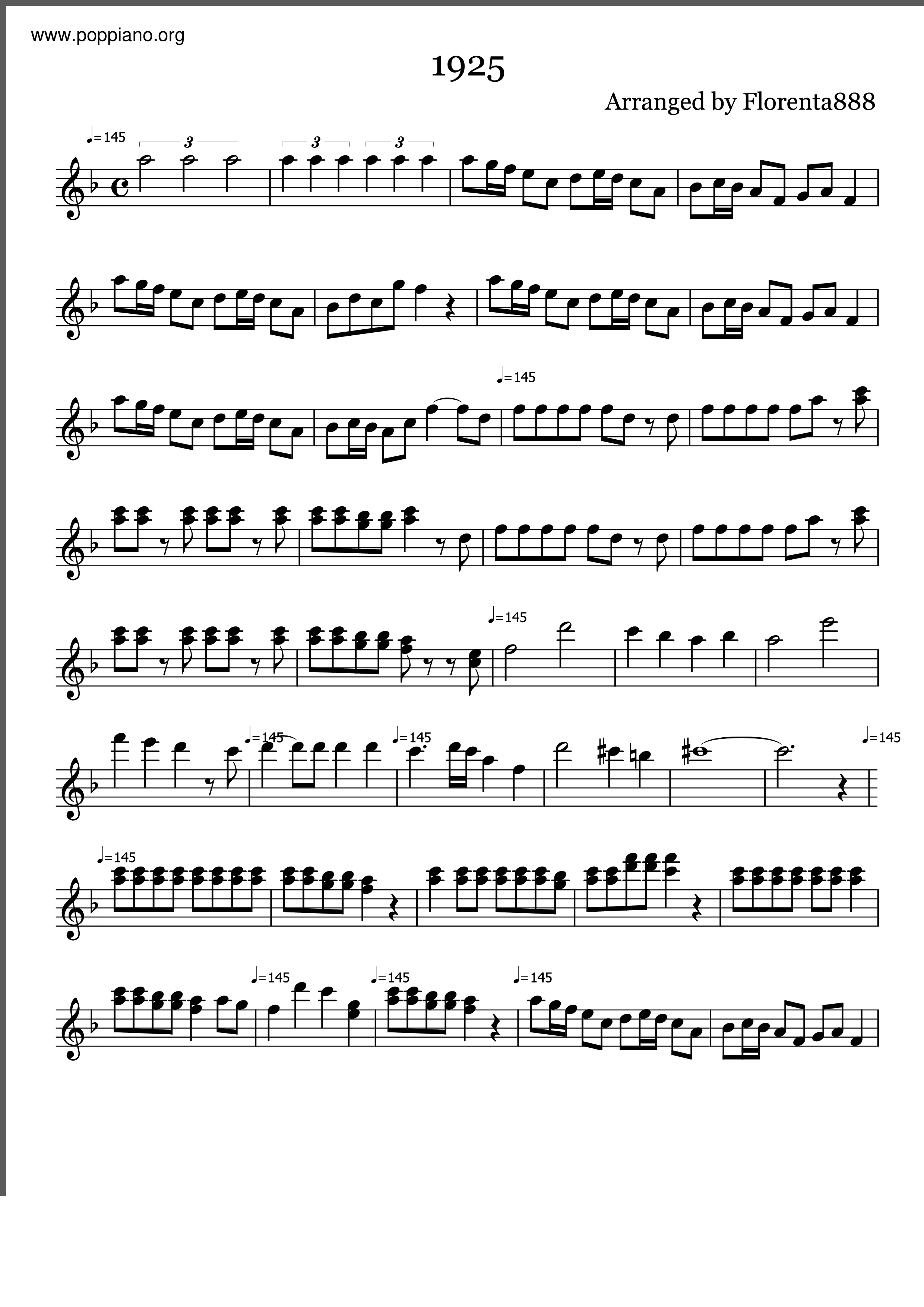 初音ミク 1925 ピアノ譜pdf 香港ポップピアノ協会 無料pdf楽譜ダウンロード Gakufu