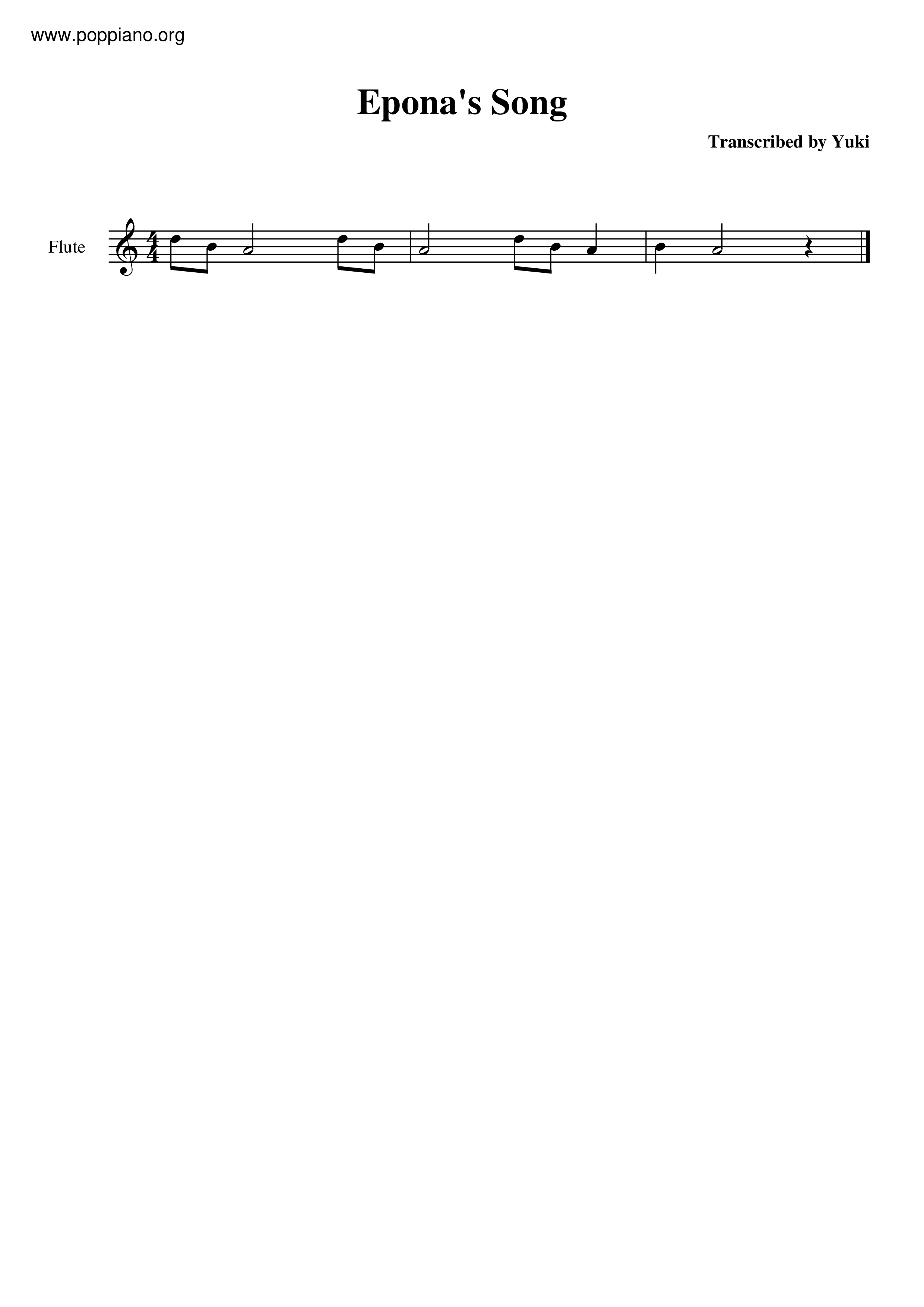 The Legend of Zelda Ocarina of TimeEpona's Song Sheet Music pdf
