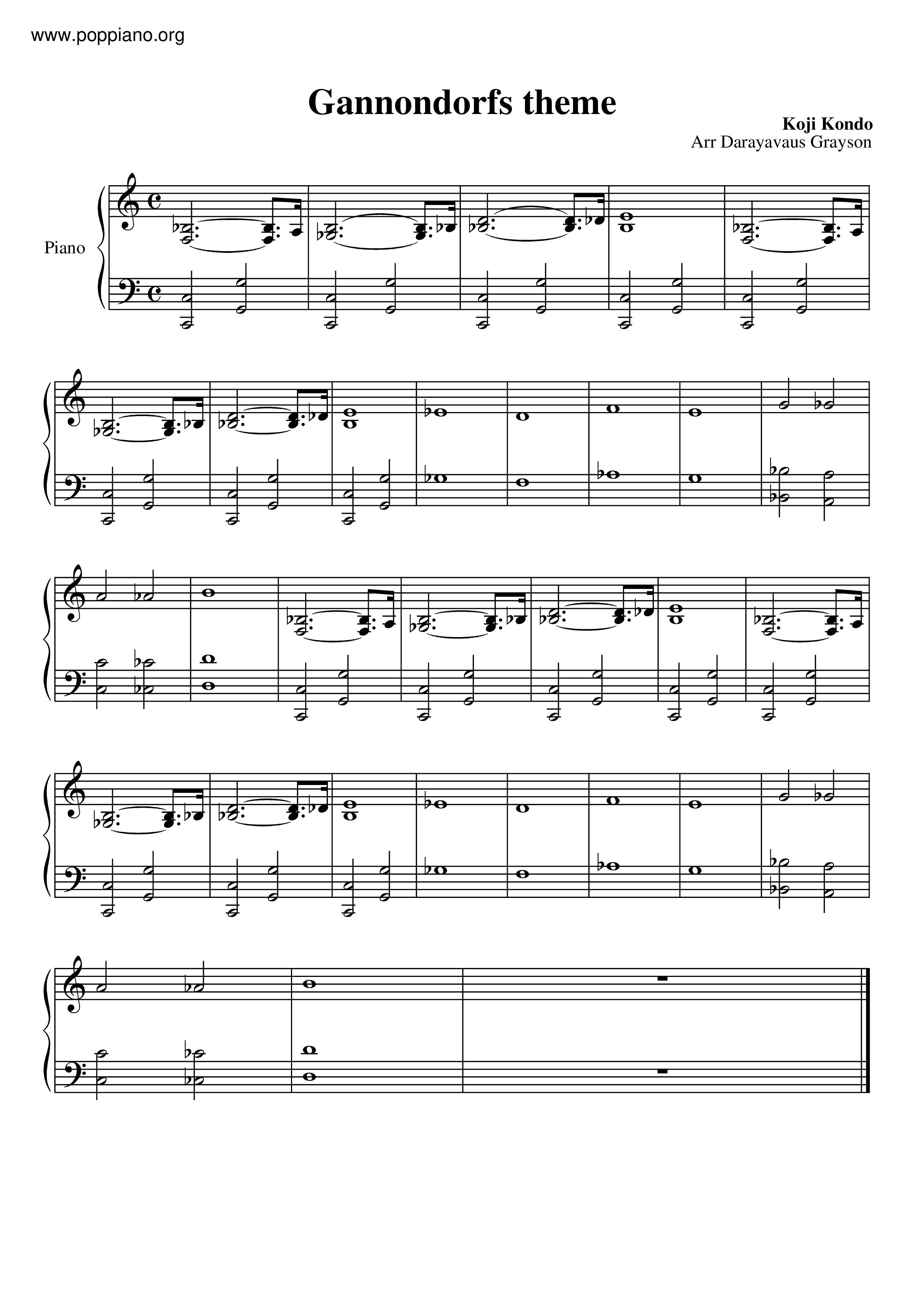 ゼルダの伝説 時のオカリナ Gannondorf S Theme ピアノ譜pdf 香港ポップピアノ協会 無料pdf楽譜ダウンロード Gakufu