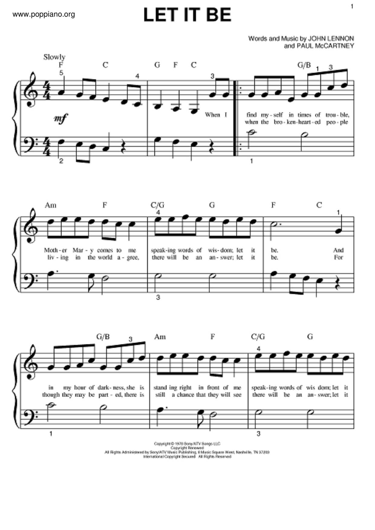 The Beatles-Let It Be Sheet Music pdf, - Free Score Download ★
