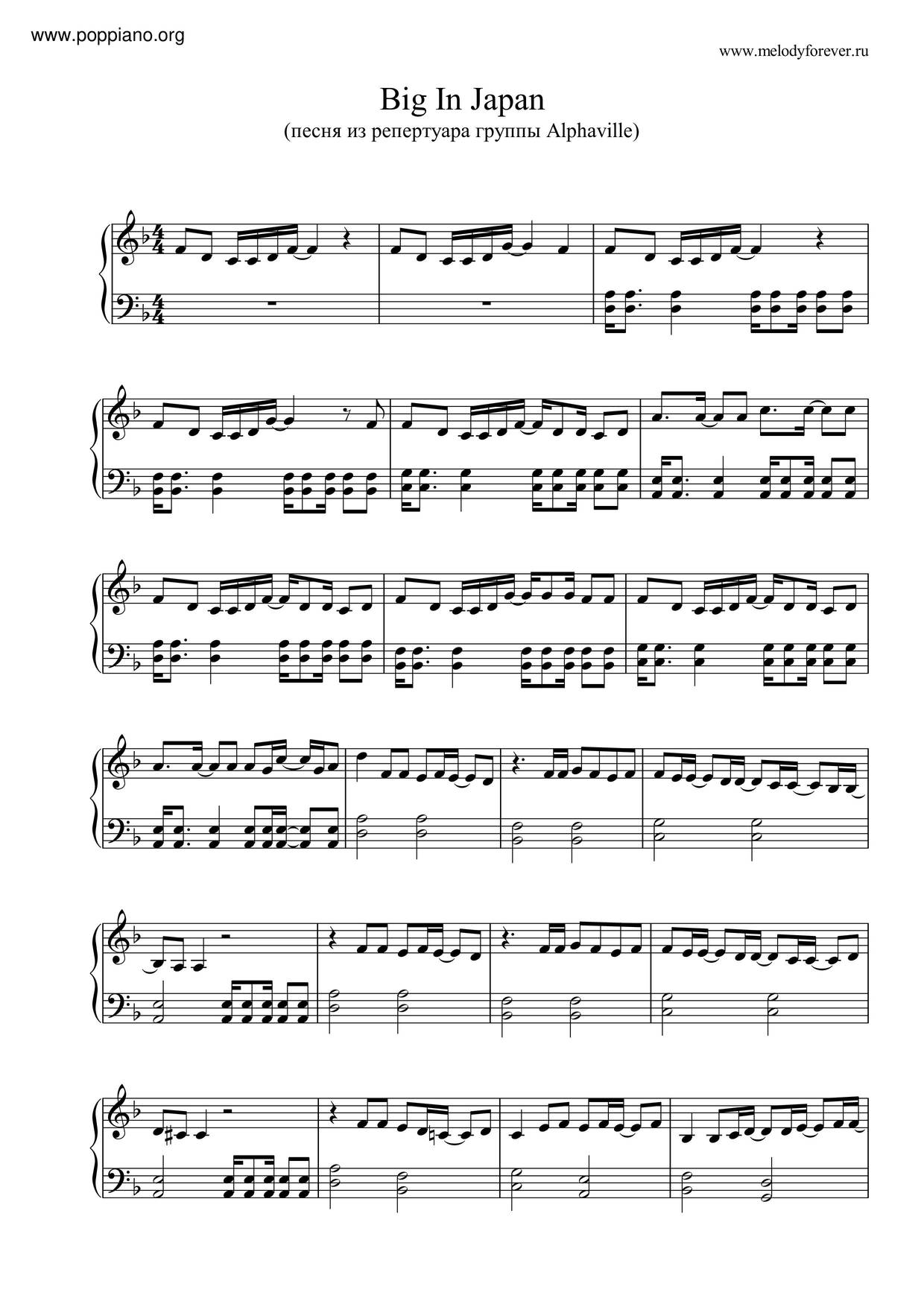 Alphaville-Big In Japan Sheet Music pdf, - Free Score Download ★