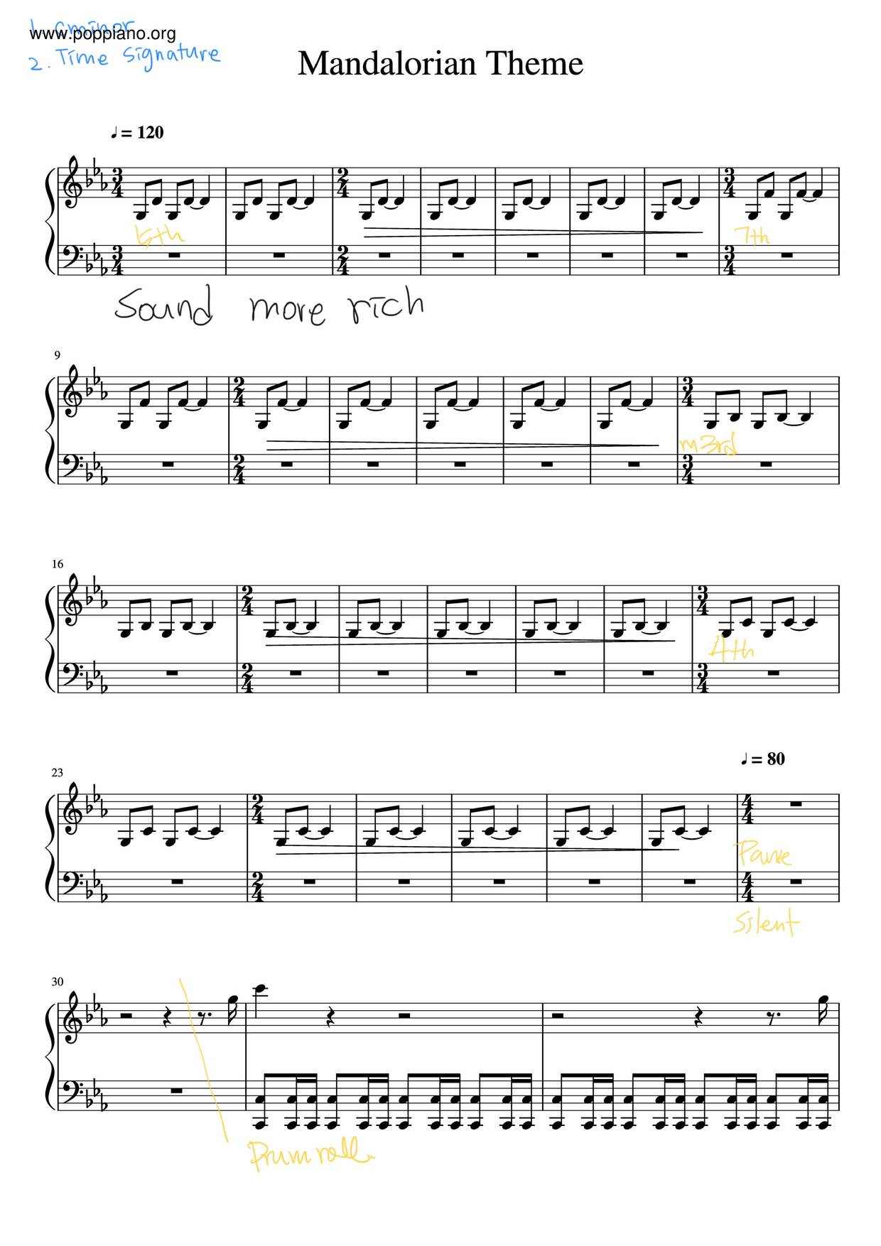 Mandalorian Theme Piano Easy Sheet Music Free : Farewell From Star Wars