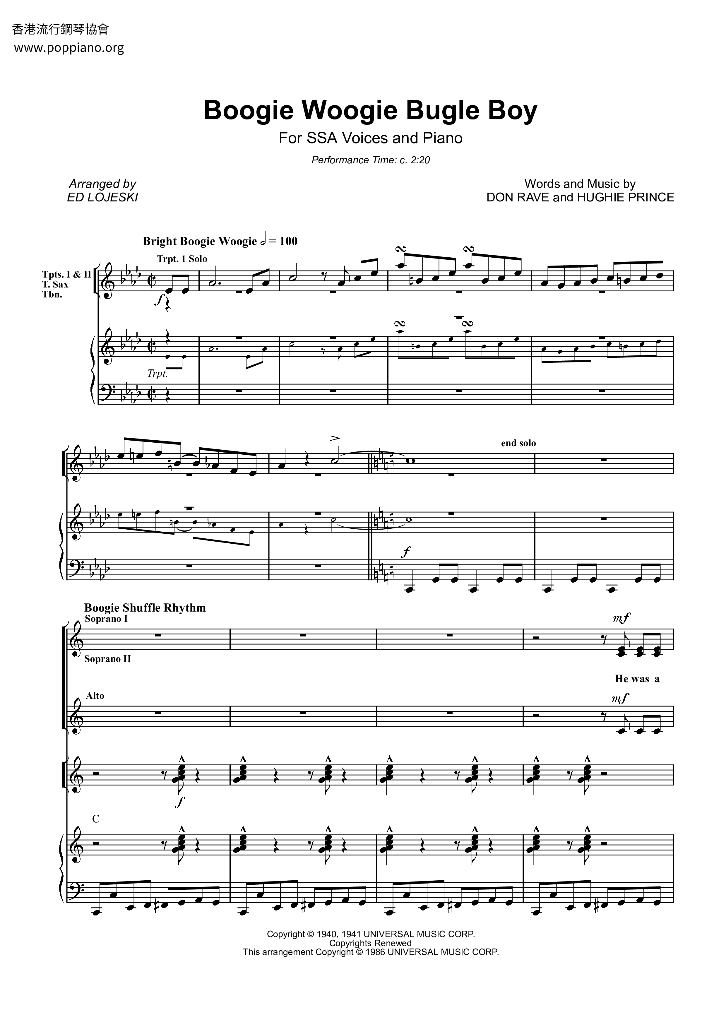 The Andrews Sisters-Boogie Woogie Bugle Boy Sheet Music pdf, - Free