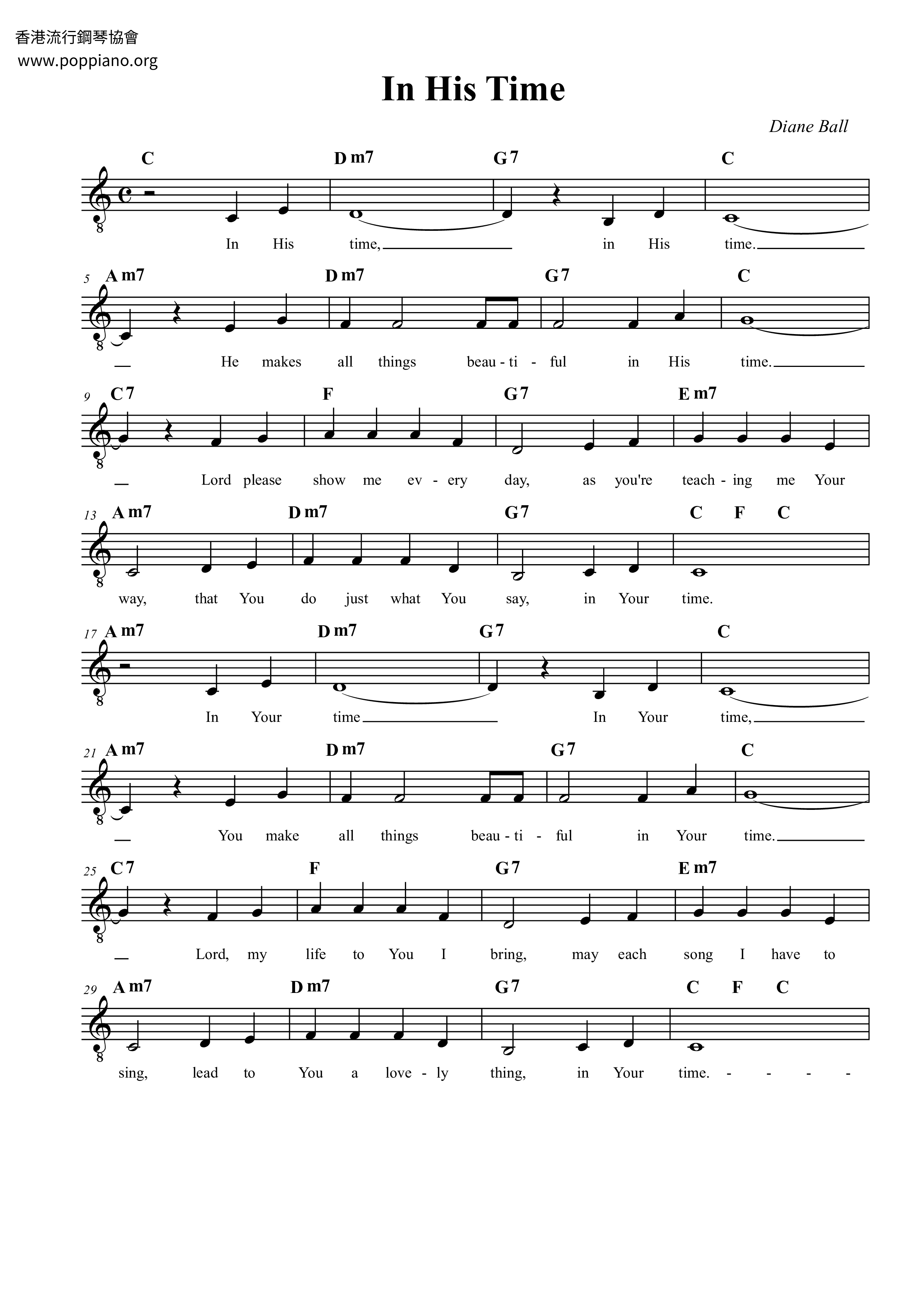 In His Time Chords Pdf Printable