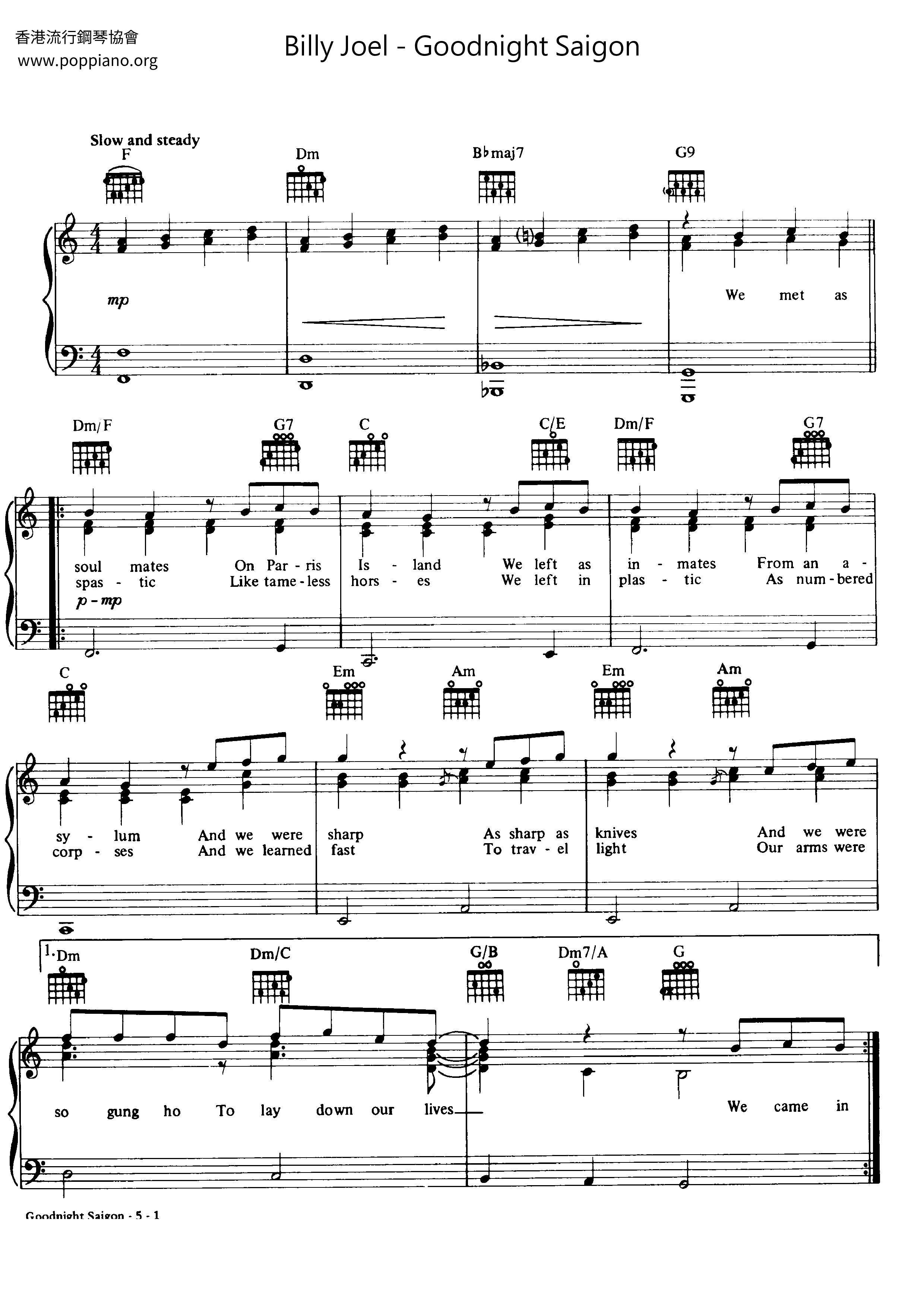 Billy JoelGoodnight Saigon Sheet Music pdf, Free Score Download ★ Billy JoelGoodnight Saigon Sheet Music pdf, Free Score Download ★